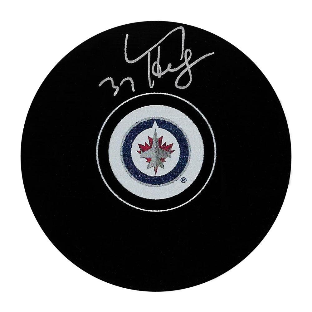 Connor Hellebuyck Autographed Winnipeg Jets Logo Puck | Eastridge Sports Cards
