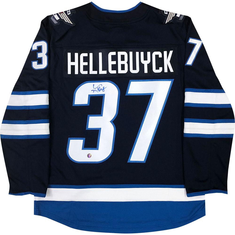 Connor Hellebuyck Autographed Winnipeg Jets Blue Replica Jersey | Eastridge Sports Cards