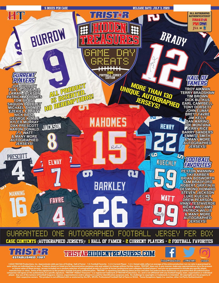 2020 Tristar Hidden Treasures Autographed Football Jersey Mystery Box | Eastridge Sports Cards