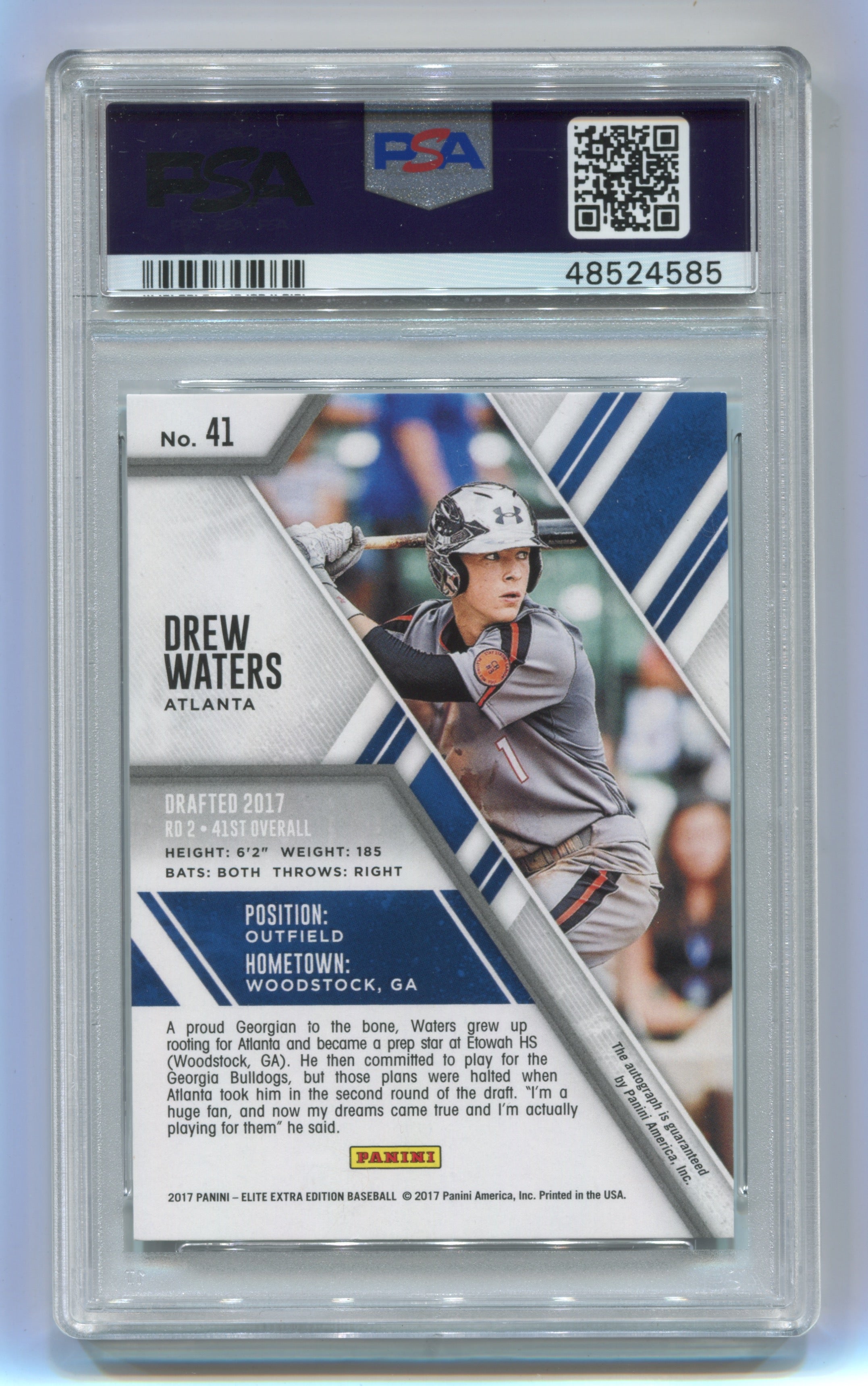 2017 Elite Extra Edition Autographs #41 Drew Waters PSA 9 | Eastridge Sports Cards