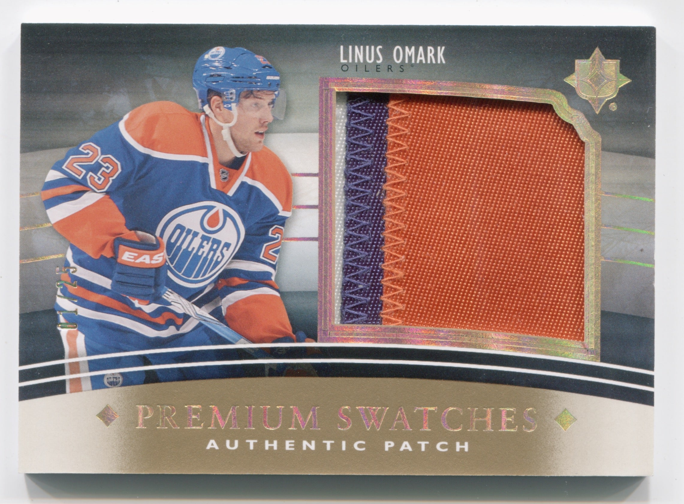 2011-12 Ultimate Collection Premium Patches #PSLO Linus Omark #01/25 | Eastridge Sports Cards