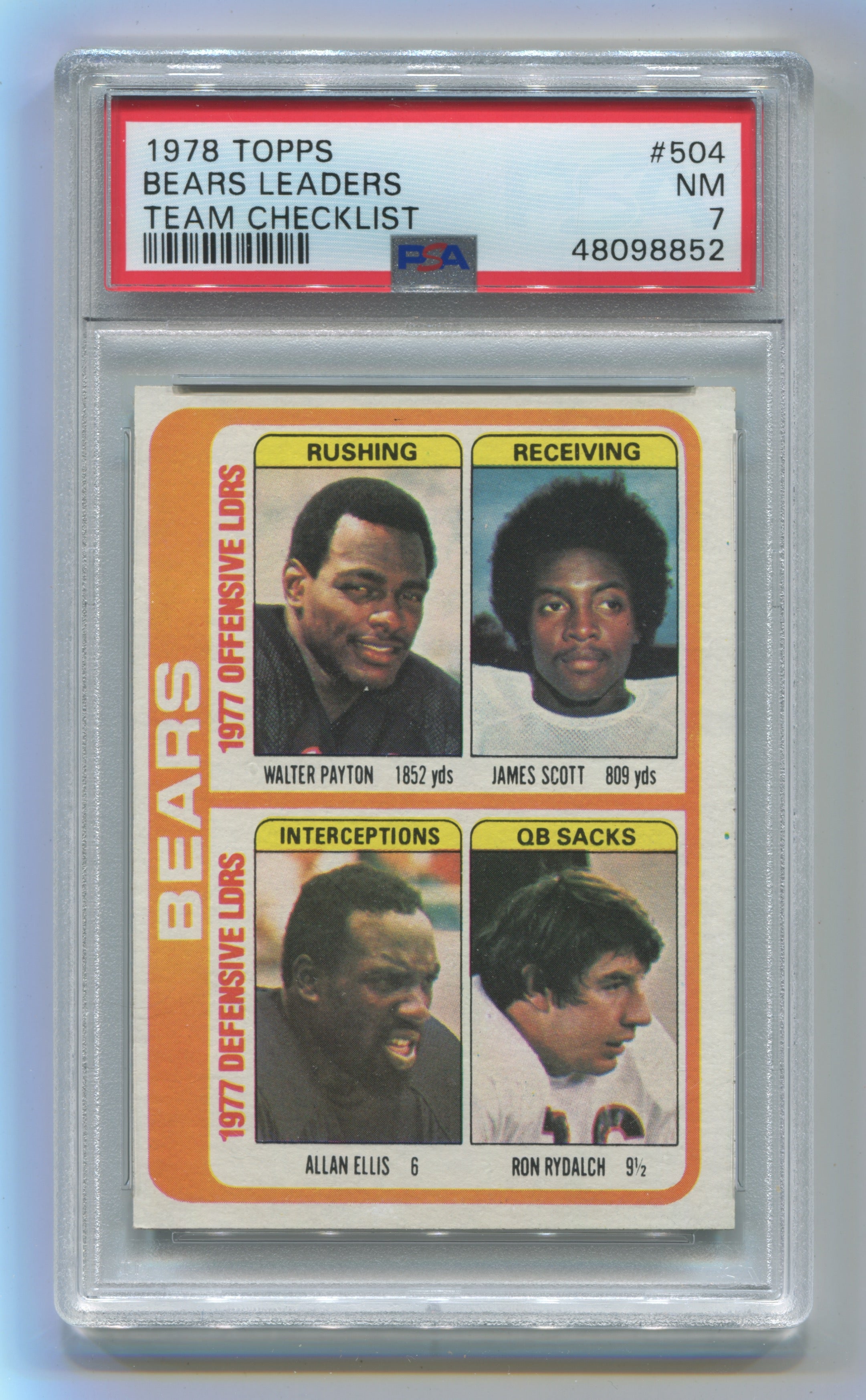 1978 Topps #504 Bears Team Leaders- Team Checklist PSA 7 | Eastridge Sports Cards