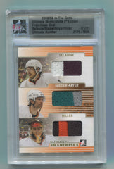 2008-09 ITG Ultimate Memorabilia 9th Edition Franchises Gold Teemu Selanne/Scott Niedermayer/Jonas Hiller #01/01 | Eastridge Sports Cards