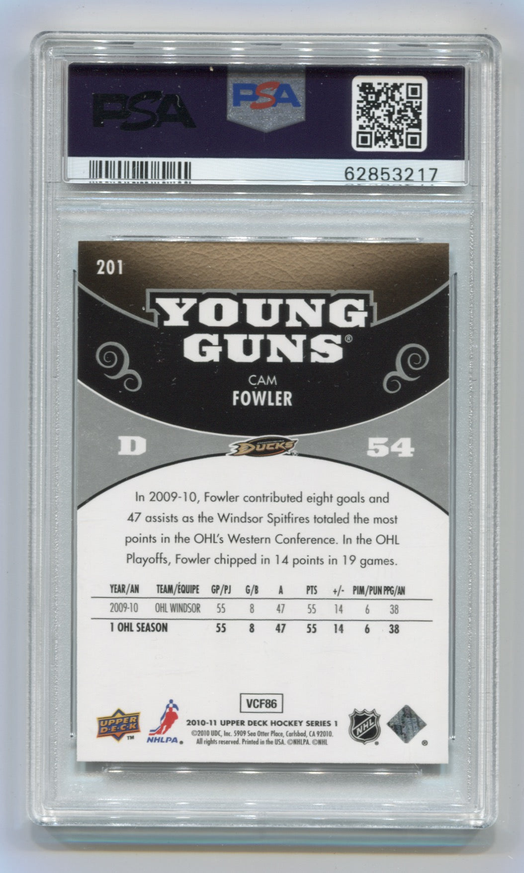 2010-11 Upper Deck #201 Cam Fowler PSA 10 (Rookie) | Eastridge Sports Cards