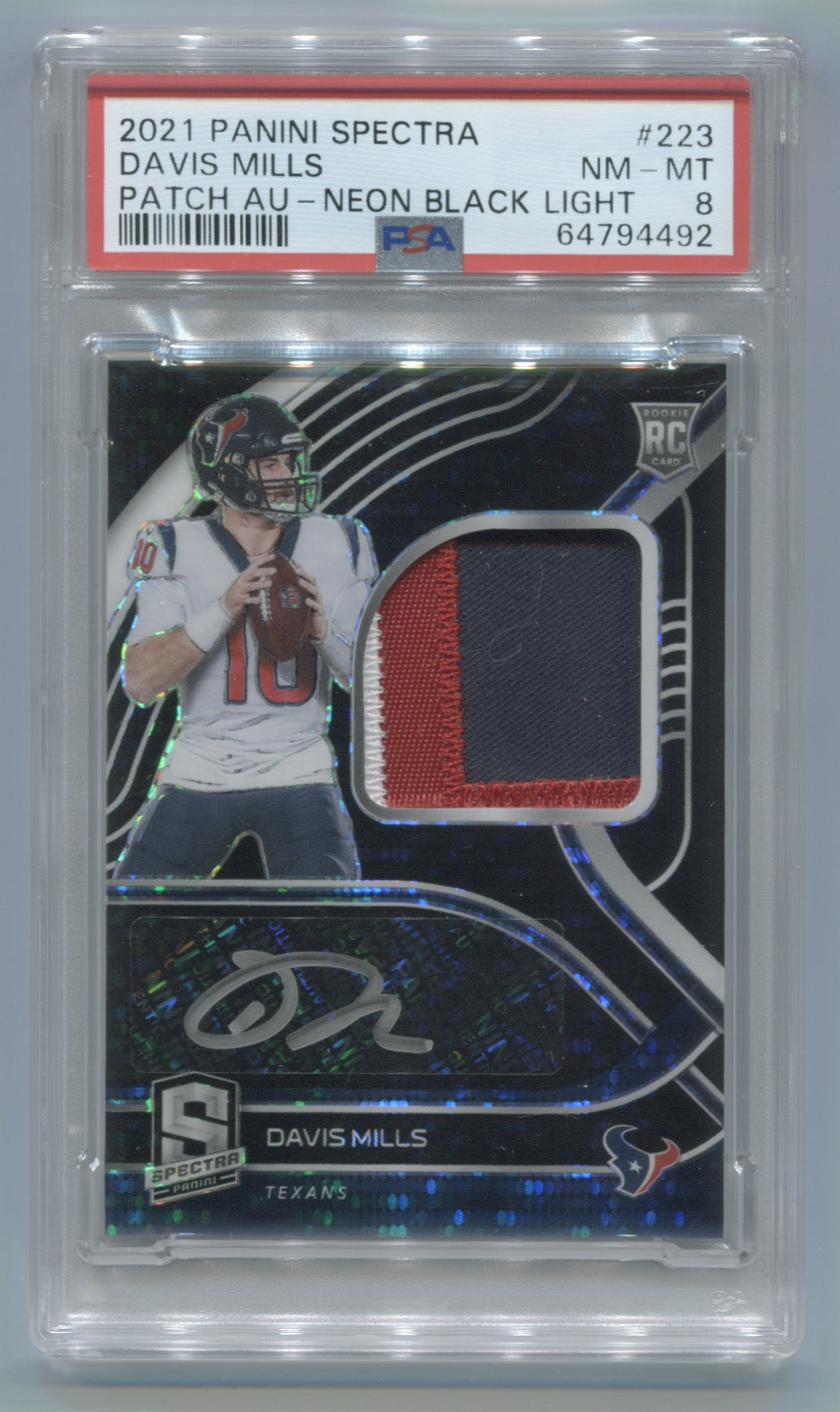 2021 Panini Spectra Neon Black Light #223 Davis Mills #01/10 PSA 8 (Rookie) | Eastridge Sports Cards
