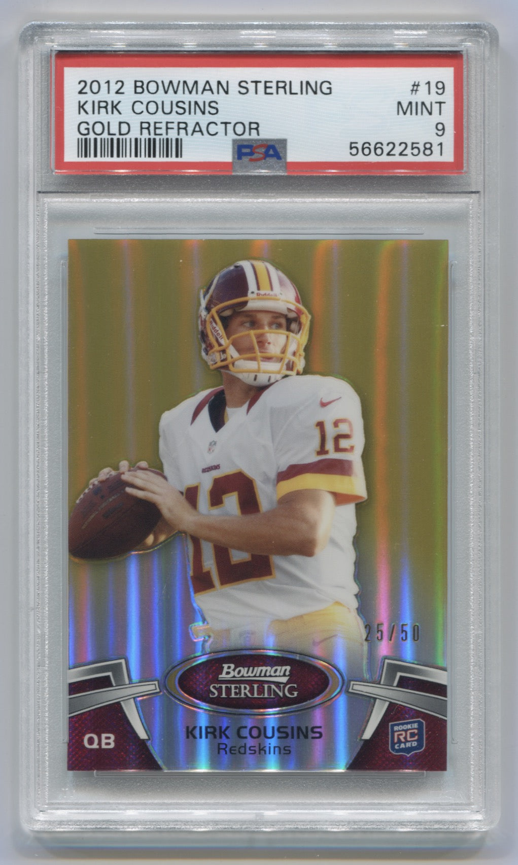2012 Bowman Sterling Gold Refractors #19 Kirk Cousins #25/50 PSA 9 (Rookie) | Eastridge Sports Cards