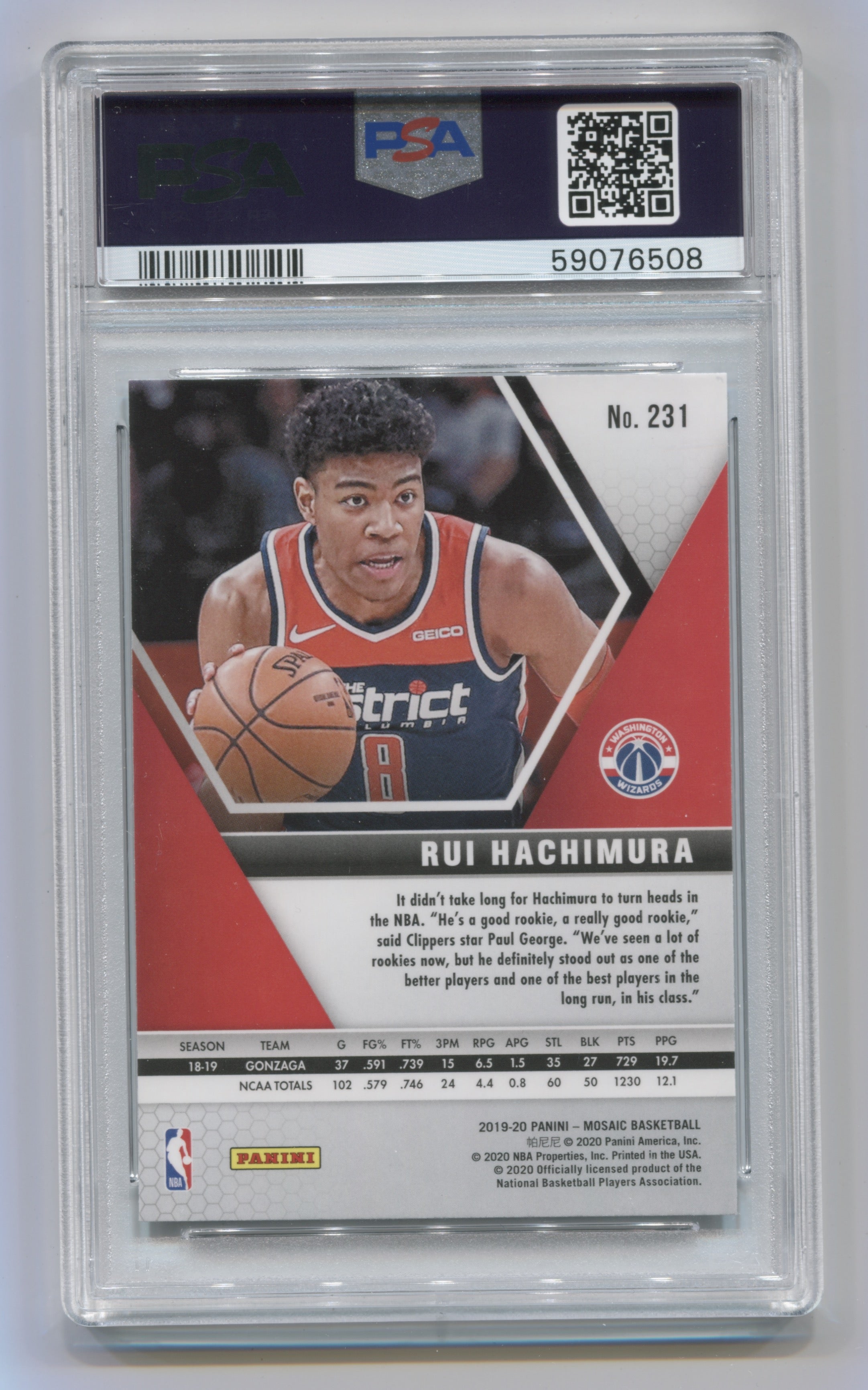 2019-20 Panini Mosaic #231 Rui Hachimura PSA 10 (Rookie) | Eastridge Sports Cards