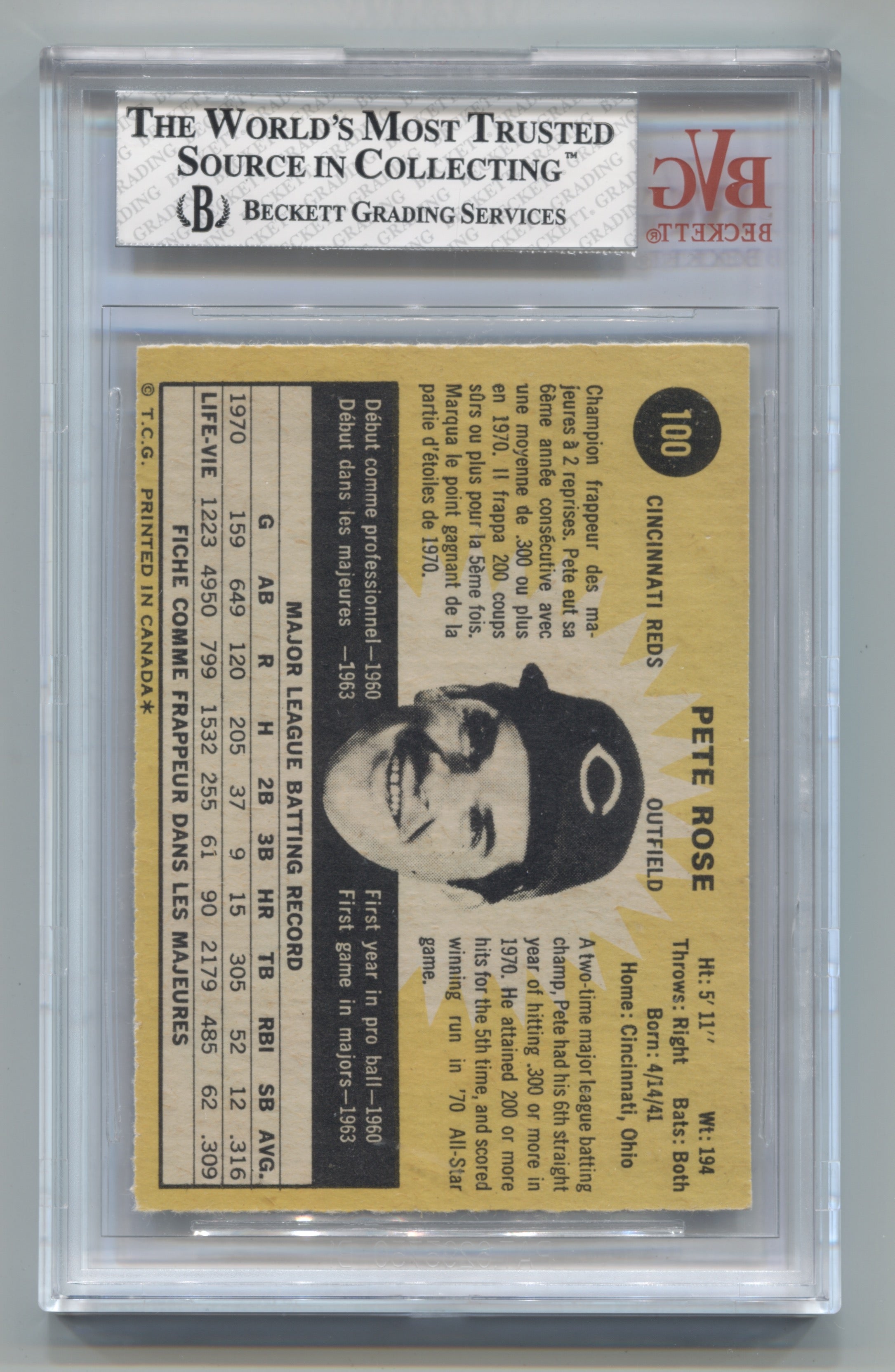 1971 O-Pee-Chee #100 Pete Rose BVG 5 | Eastridge Sports Cards