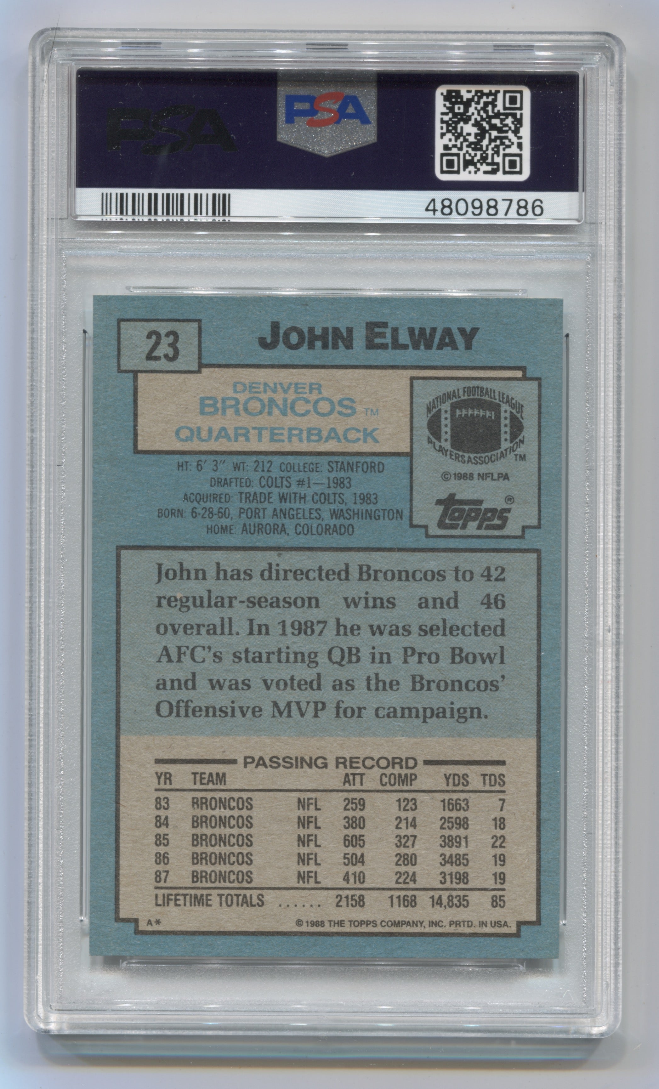 1988 Topps #23 John Elway PSA 8 | Eastridge Sports Cards