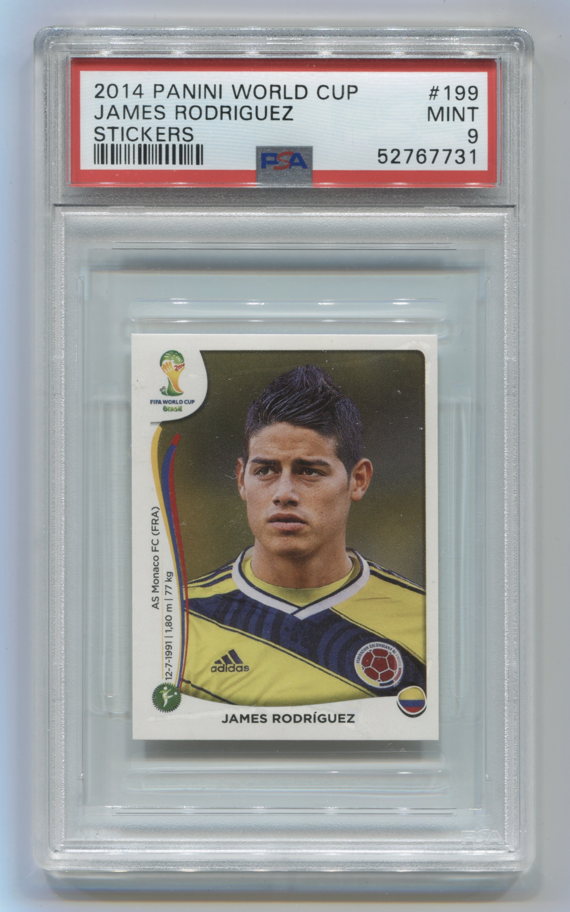 2014 Panini World Cup Stickers #199 James Rodriguez PSA 9 | Eastridge Sports Cards