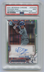 2021 Bowman Chrome Prospect Autographs Refractors #CPAWD Wilman Diaz #204/499 PSA 9 | Eastridge Sports Cards