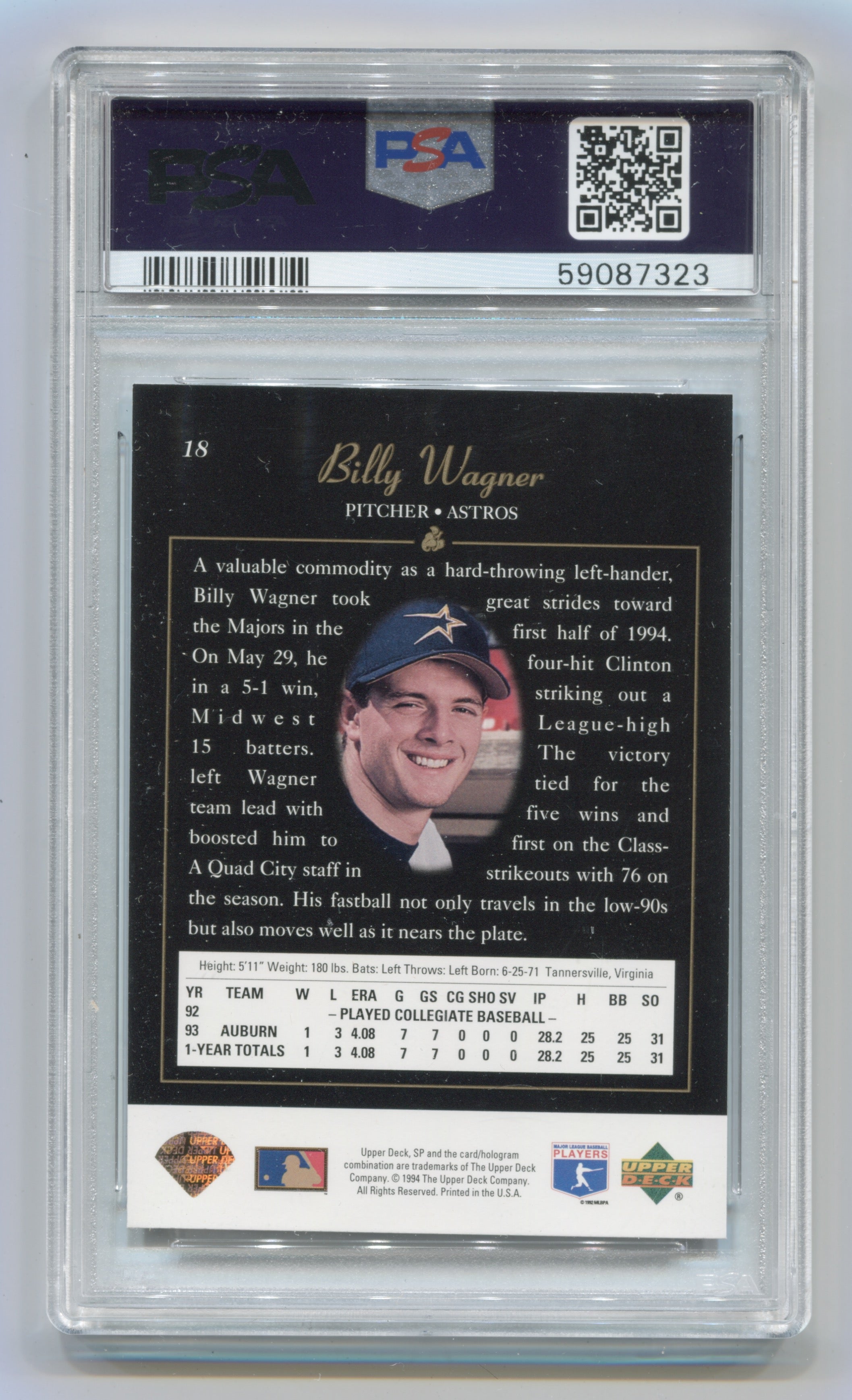 1994 SP Foil #18 Billy Wagner PSA 8 (Rookie) | Eastridge Sports Cards