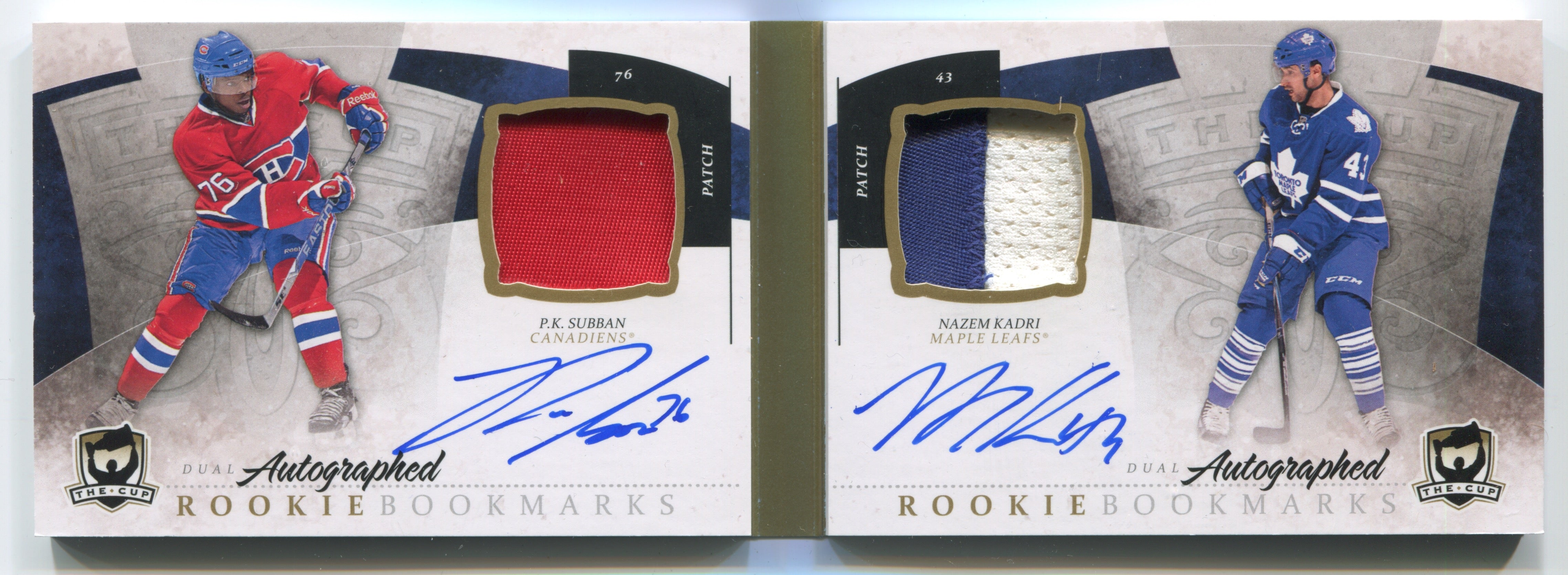 2010-11 The Cup Rookie Bookmarks Dual Autographs #RBKPKNK P.K. Subban/Nazem Kadri #23/25 | Eastridge Sports Cards