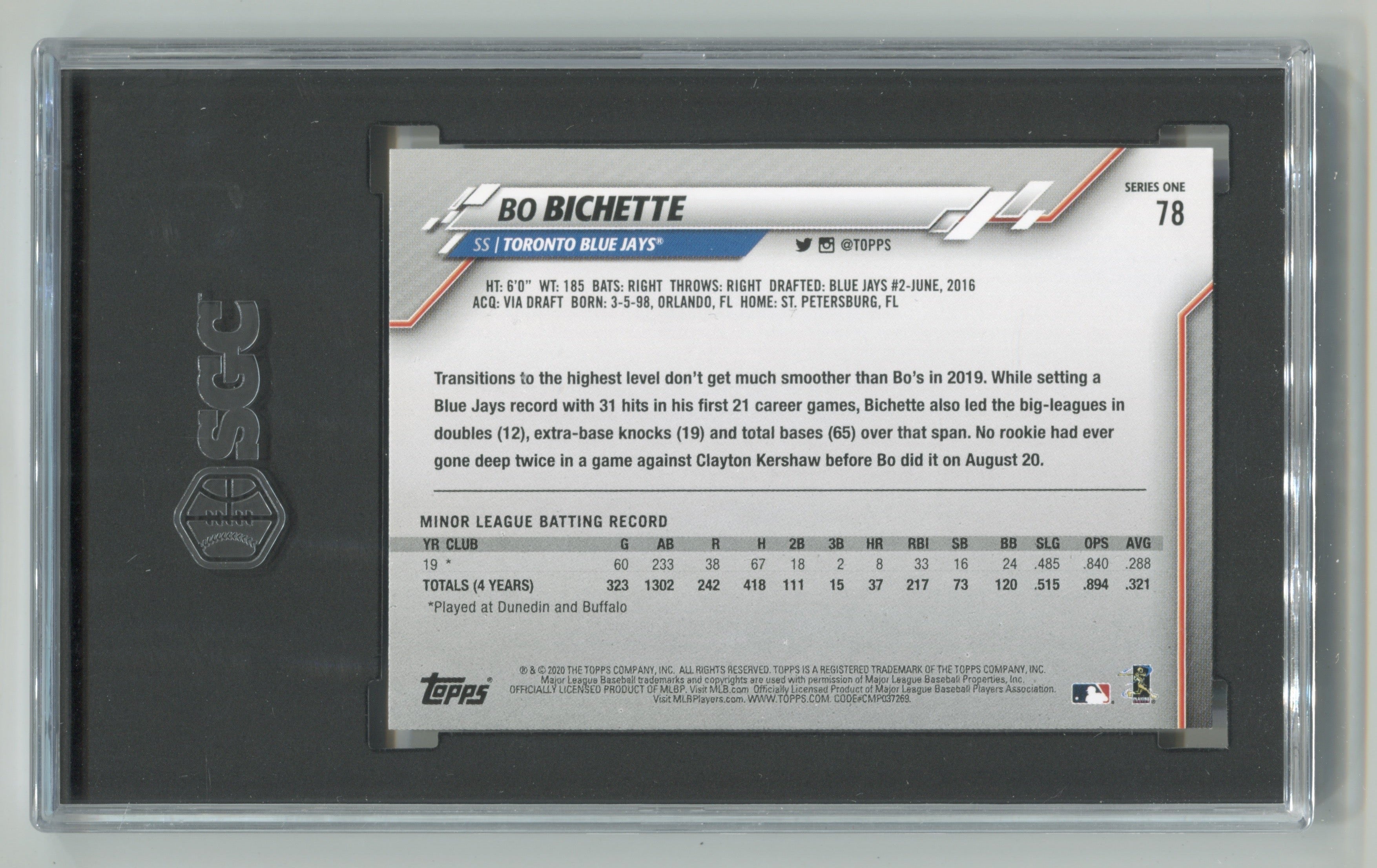2020 Topps Complete Set Gold Stars #78 Bo Bichette SGC 10 (Rookie) | Eastridge Sports Cards