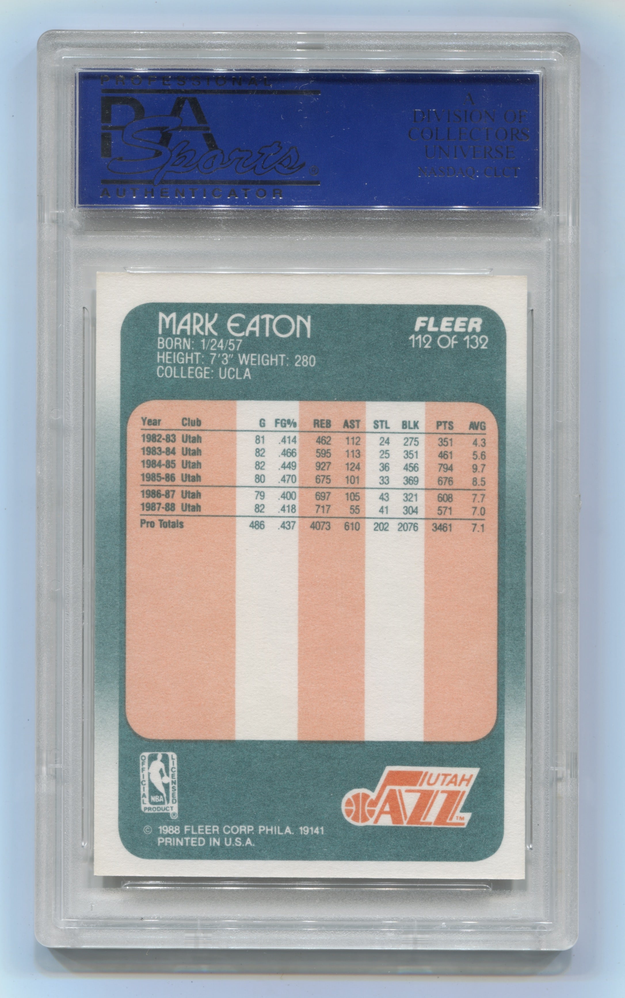 1988-89 Fleer #112 Mark Eaton PSA 8 | Eastridge Sports Cards