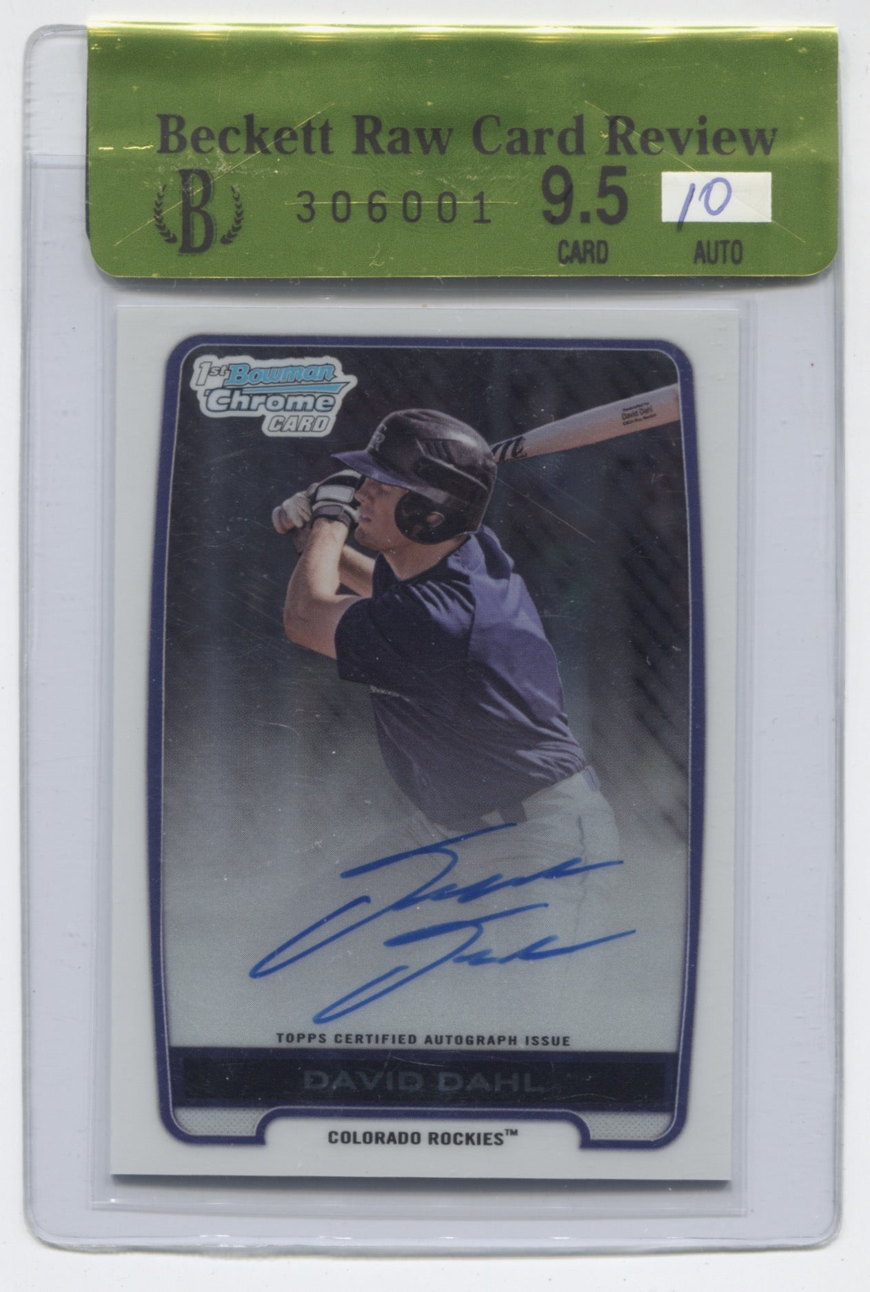 2012 Bowman Chrome Draft Draft Pick Autographs #DD David Dahl BGS 9.5 (Auto 10) | Eastridge Sports Cards