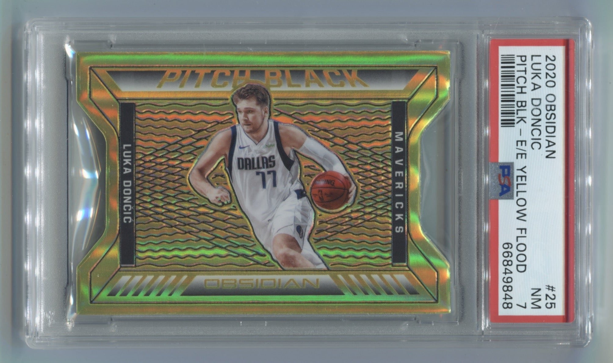 2020-21 Panini Obsidian Pitch Black Electric Etch Yellow Flood #25 Luka Doncic PSA 7 | Eastridge Sports Cards