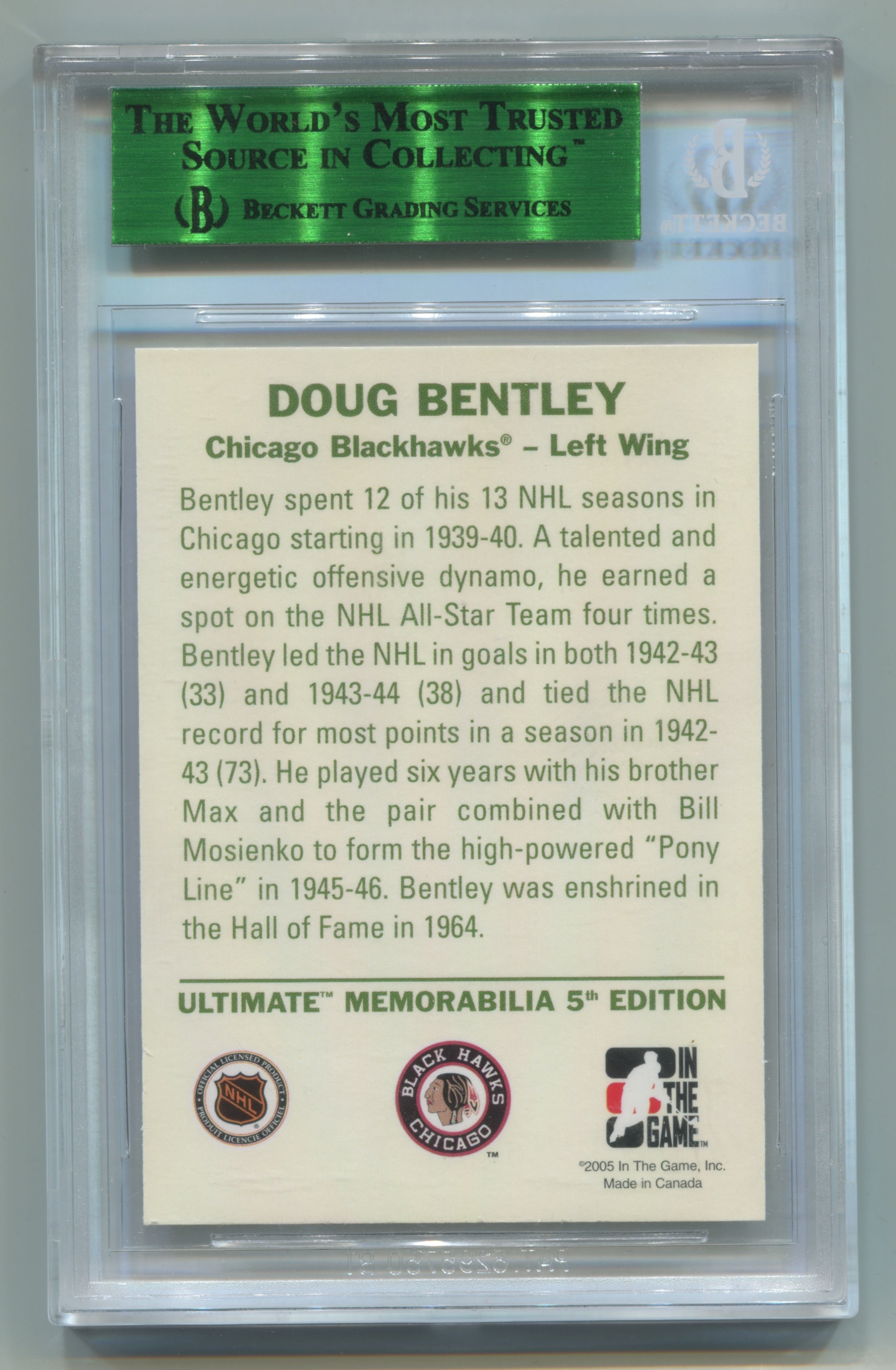 2004-05 ITG Ultimate Memorabilia 5th Edition Base Card Doug Bentley #19/45 | Eastridge Sports Cards
