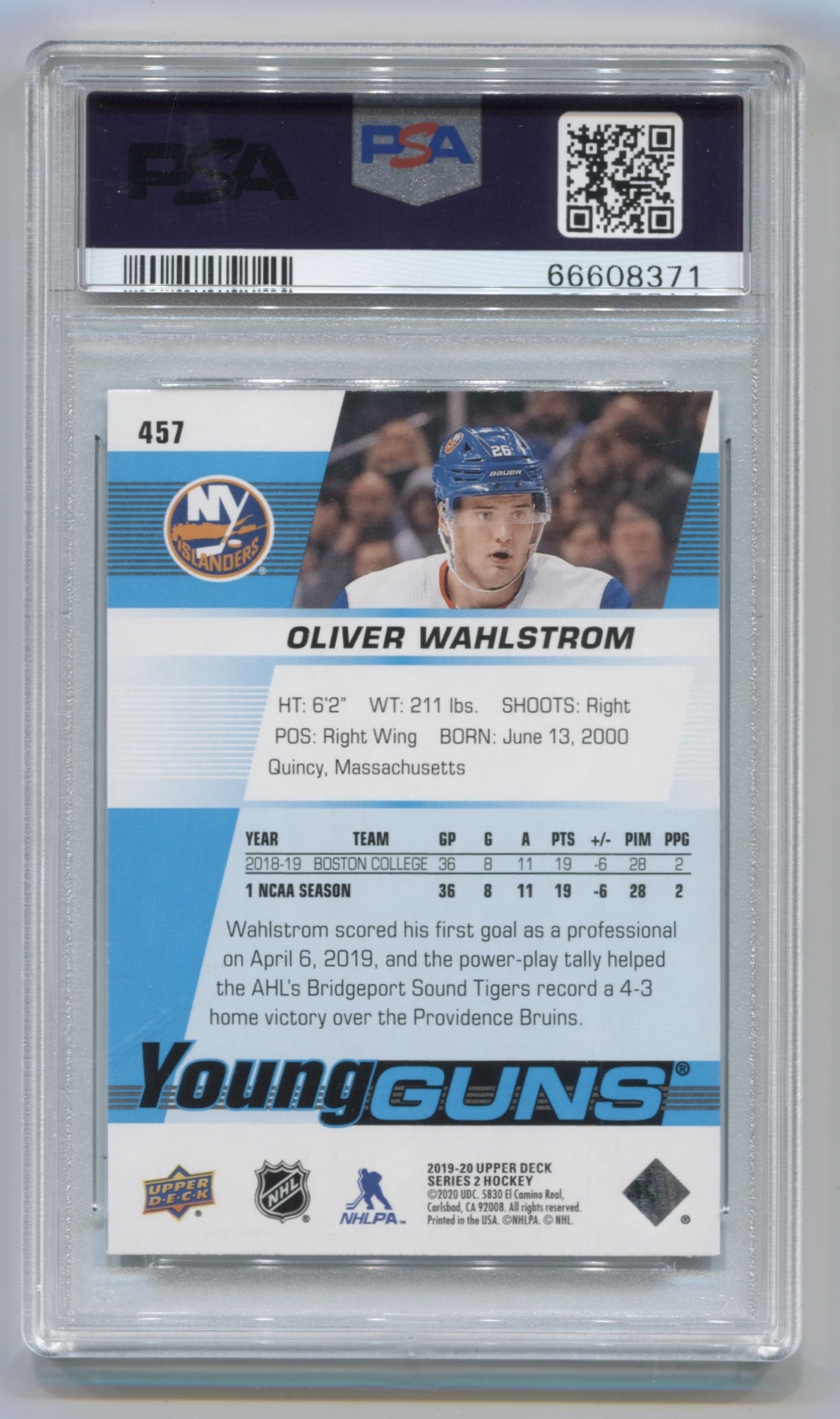 2019-20 Upper Deck #457 Oliver Wahlstrom PSA 9 (Rookie) | Eastridge Sports Cards