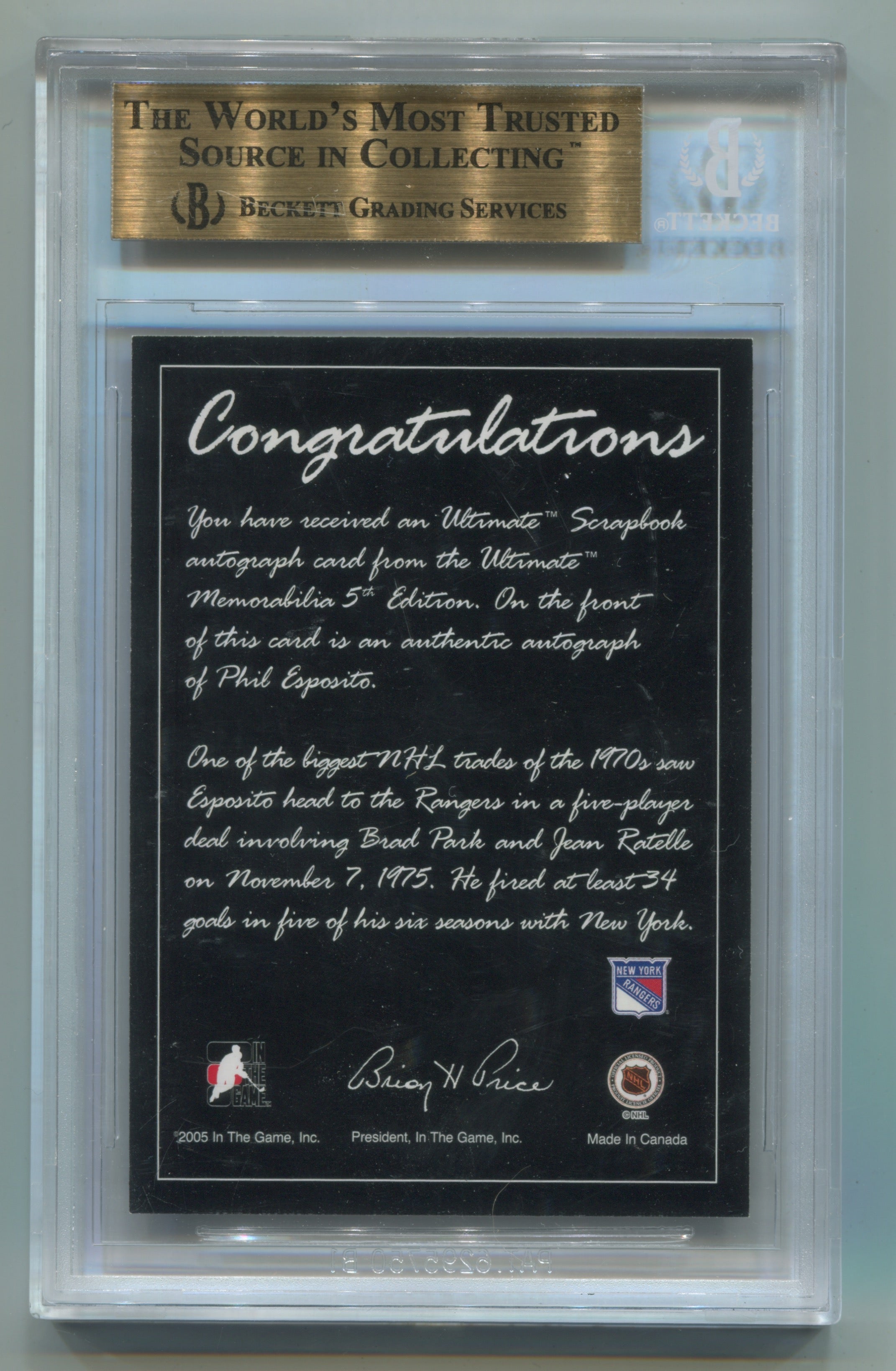 2004-05 ITG Ultimate Memorabilia 5th Edition Scrapbook Silver Phil Esposito #49/60 | Eastridge Sports Cards