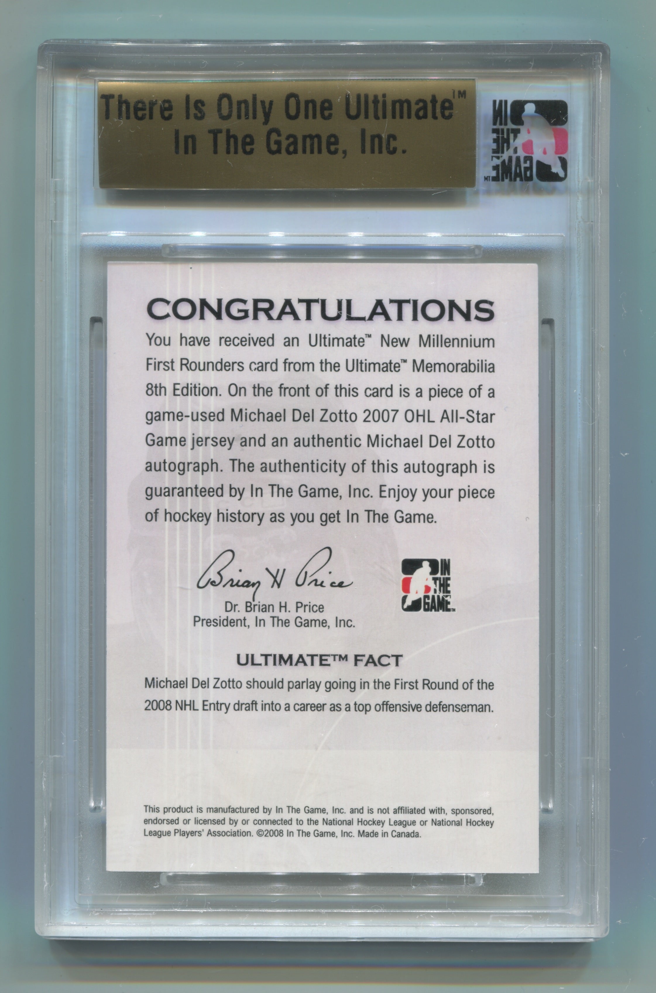 2007-08 ITG Ultimate Memorabilia 8th Edition New Millennium First Rounders Gold Michael Del Zotto #02/10 | Eastridge Sports Cards