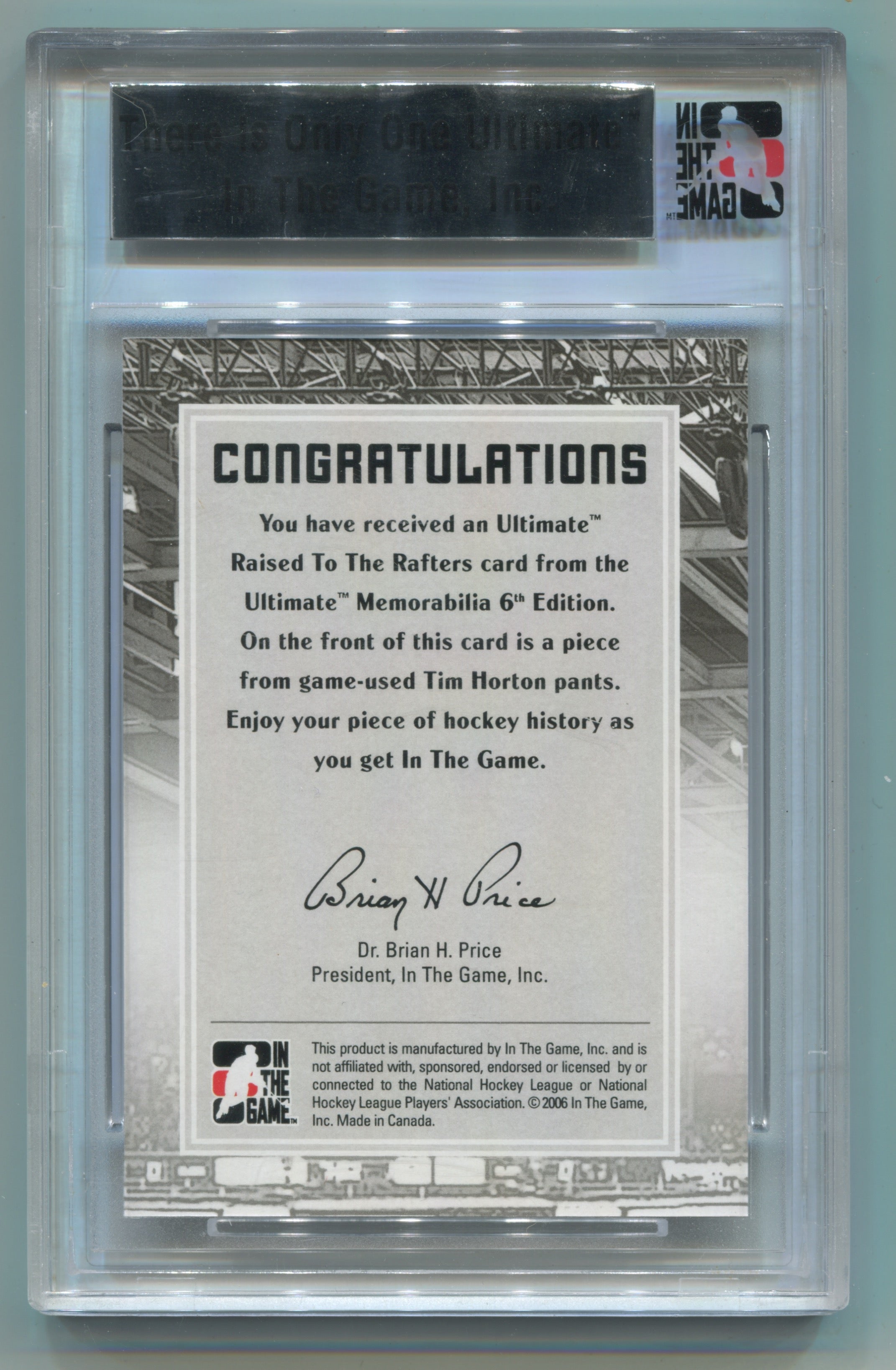 2005-06 ITG Ultimate Memorabilia Raised to the Rafters Silver Tim Horton #18/25 | Eastridge Sports Cards