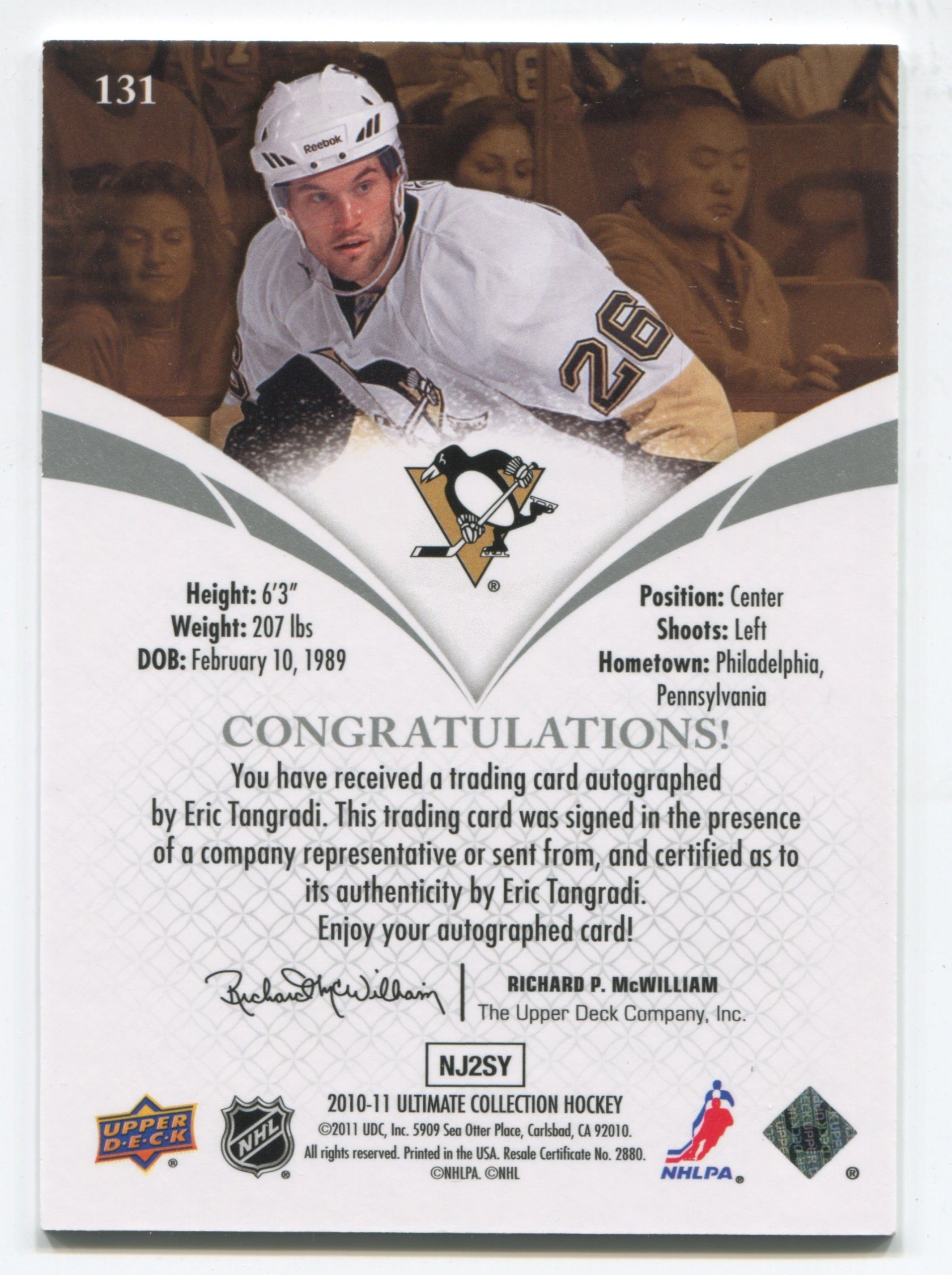 2010-11 Ultimate Collection #131 Eric Tangradi #011/299 (Rookie) | Eastridge Sports Cards