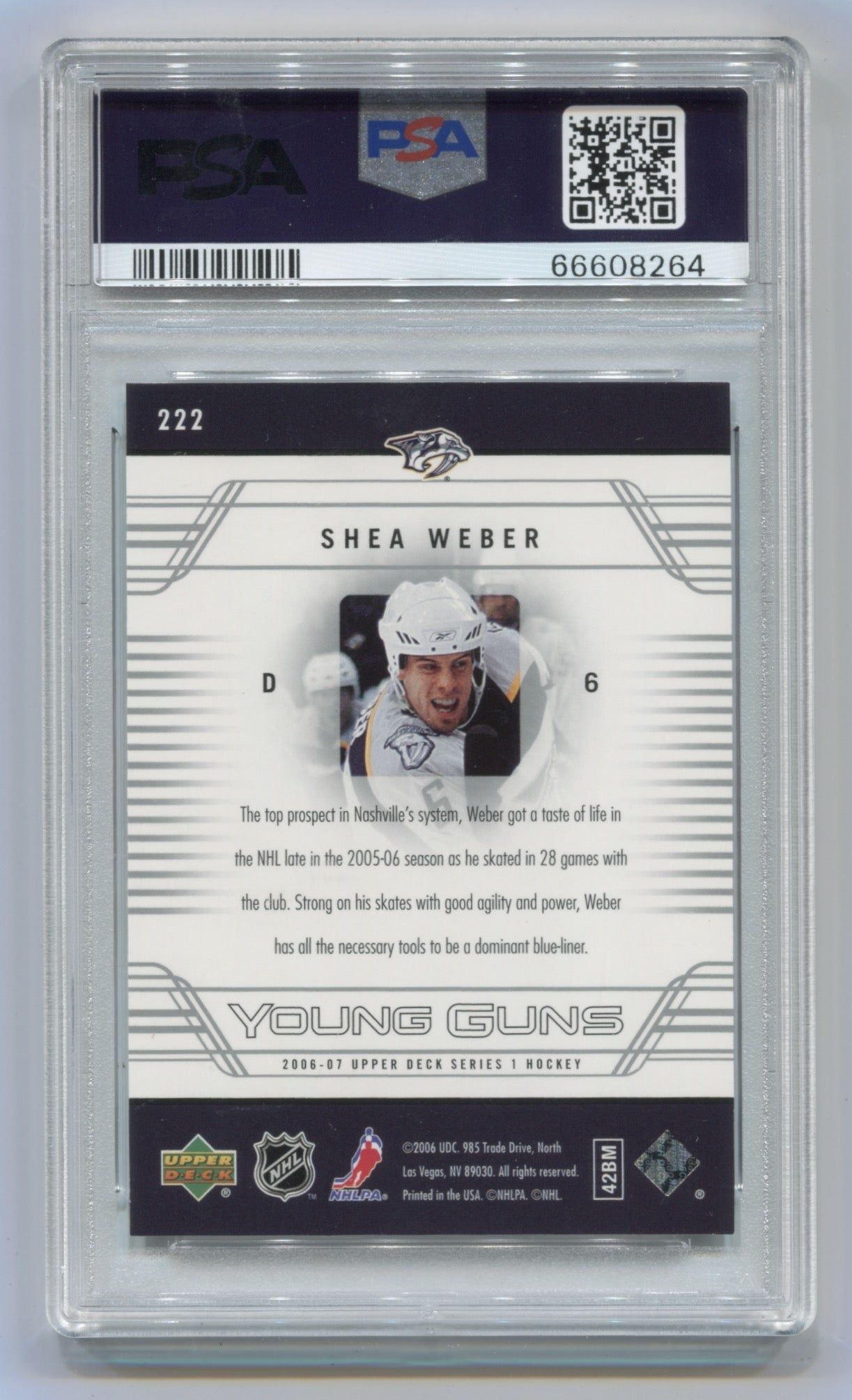2006-07 Upper Deck #222 Shea Weber PSA 9 (Rookie) | Eastridge Sports Cards