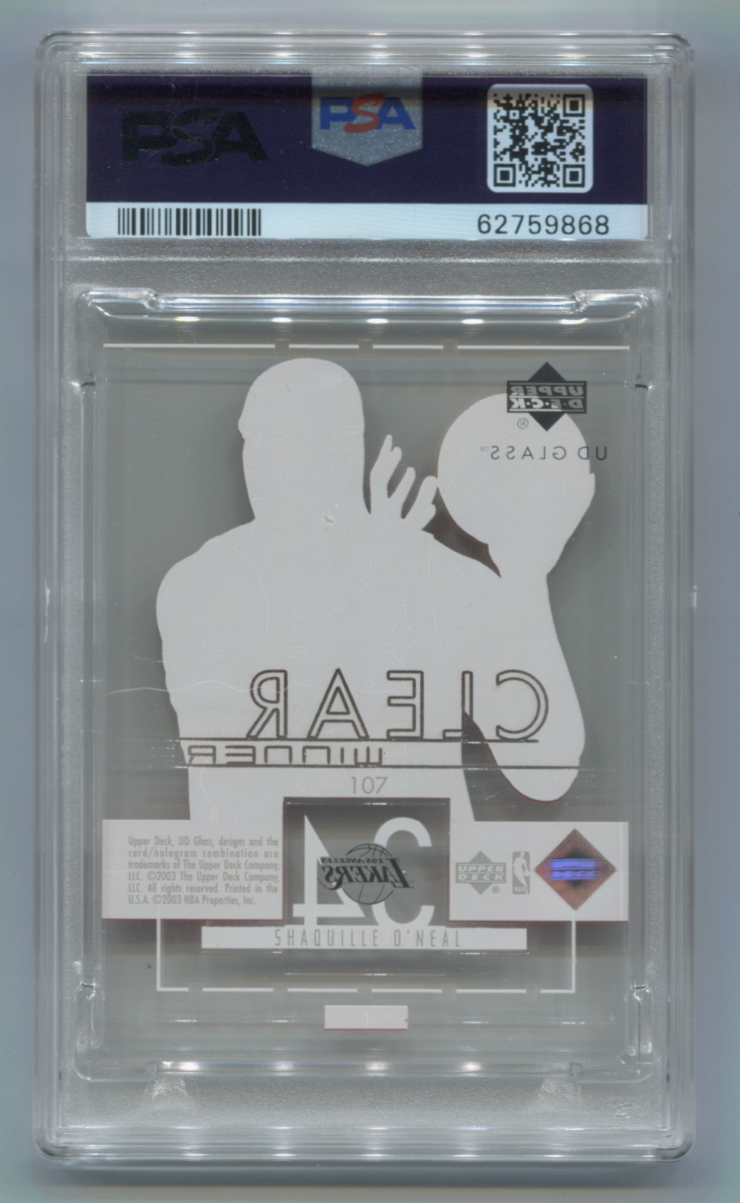 2002-03 UD Glass #107 Shaquille O'Neal PSA 9 | Eastridge Sports Cards
