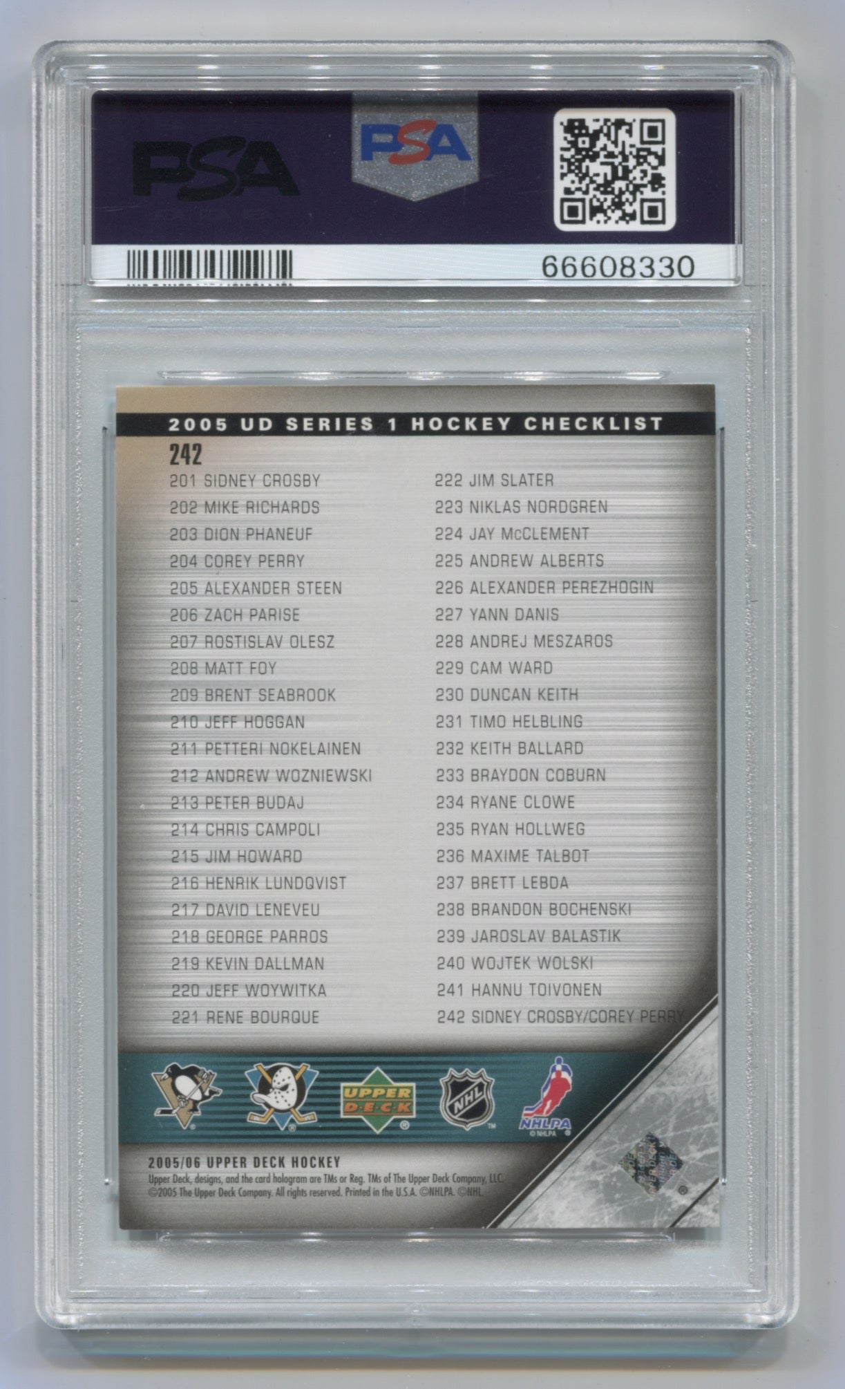 2005-06 Upper Deck #242 Sidney Crosby/Corey Perry PSA 9 | Eastridge Sports Cards