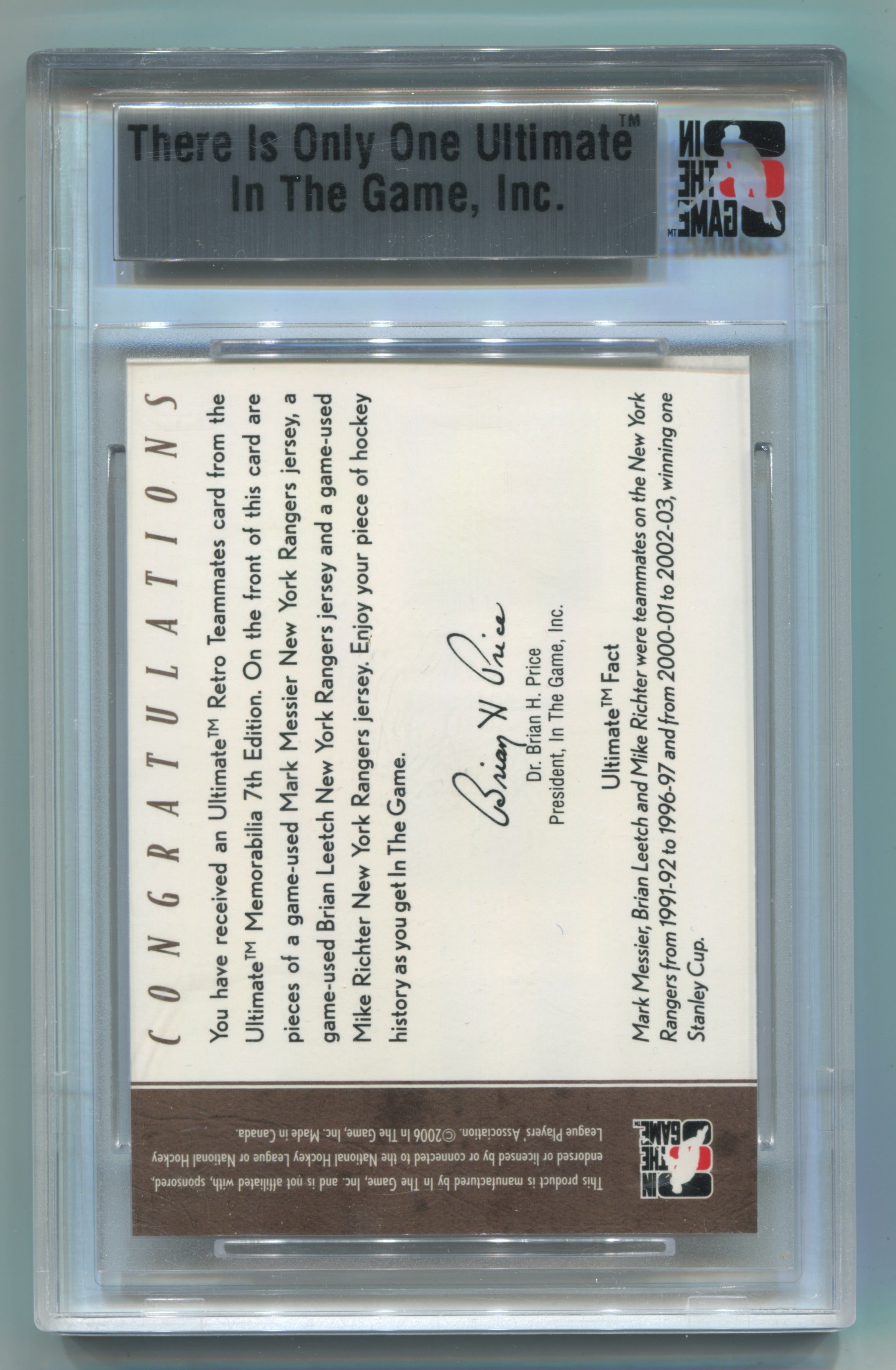 2006-07 ITG Ultimate Memorabilia Retro Teammates Silver Mark Messier/Brian Leetch/Mike Richter #15/25 | Eastridge Sports Cards
