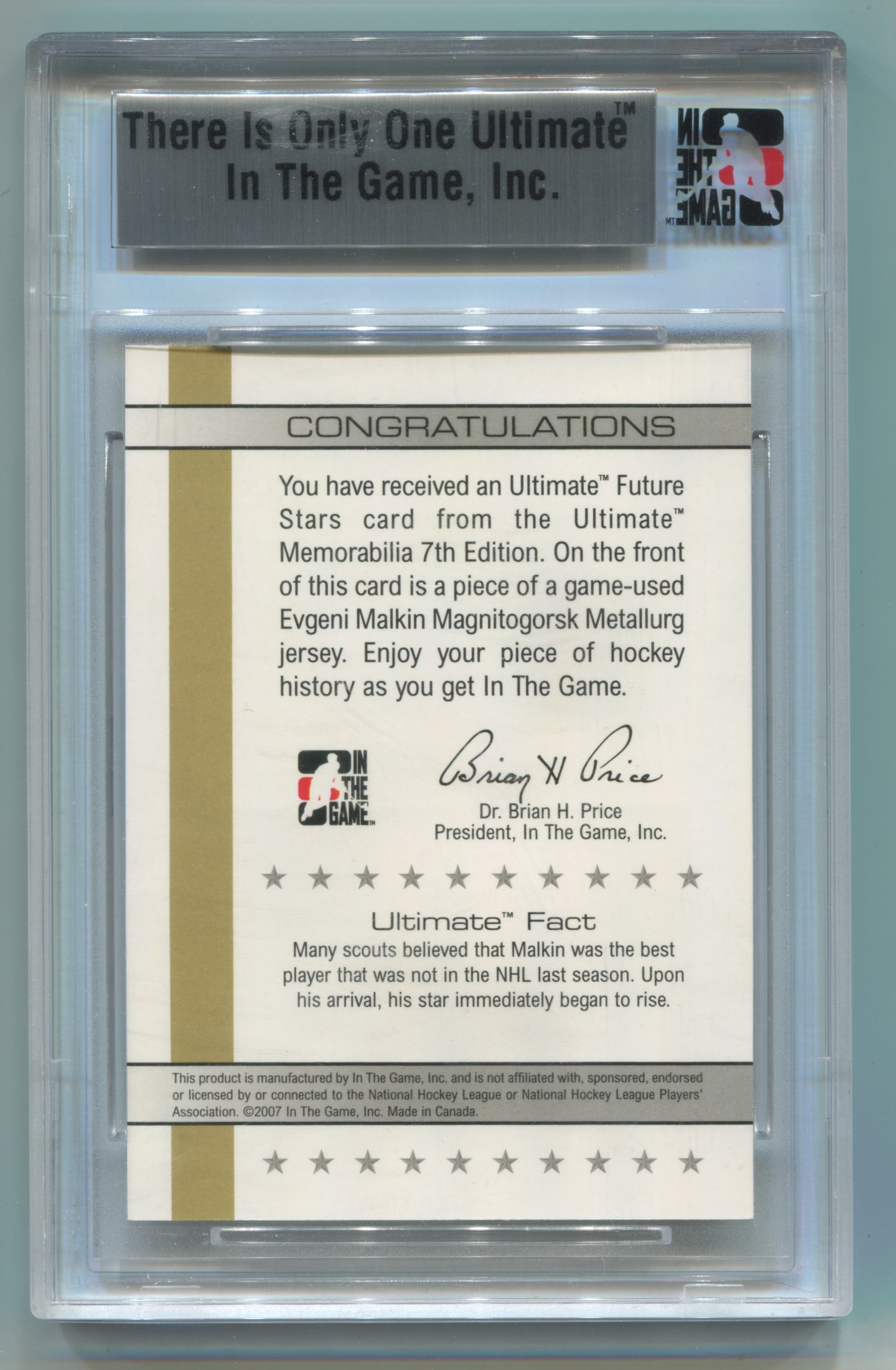 2006-07 ITG Ultimate Memorabilia Future Star Silver Evgeni Malkin #12/25 | Eastridge Sports Cards