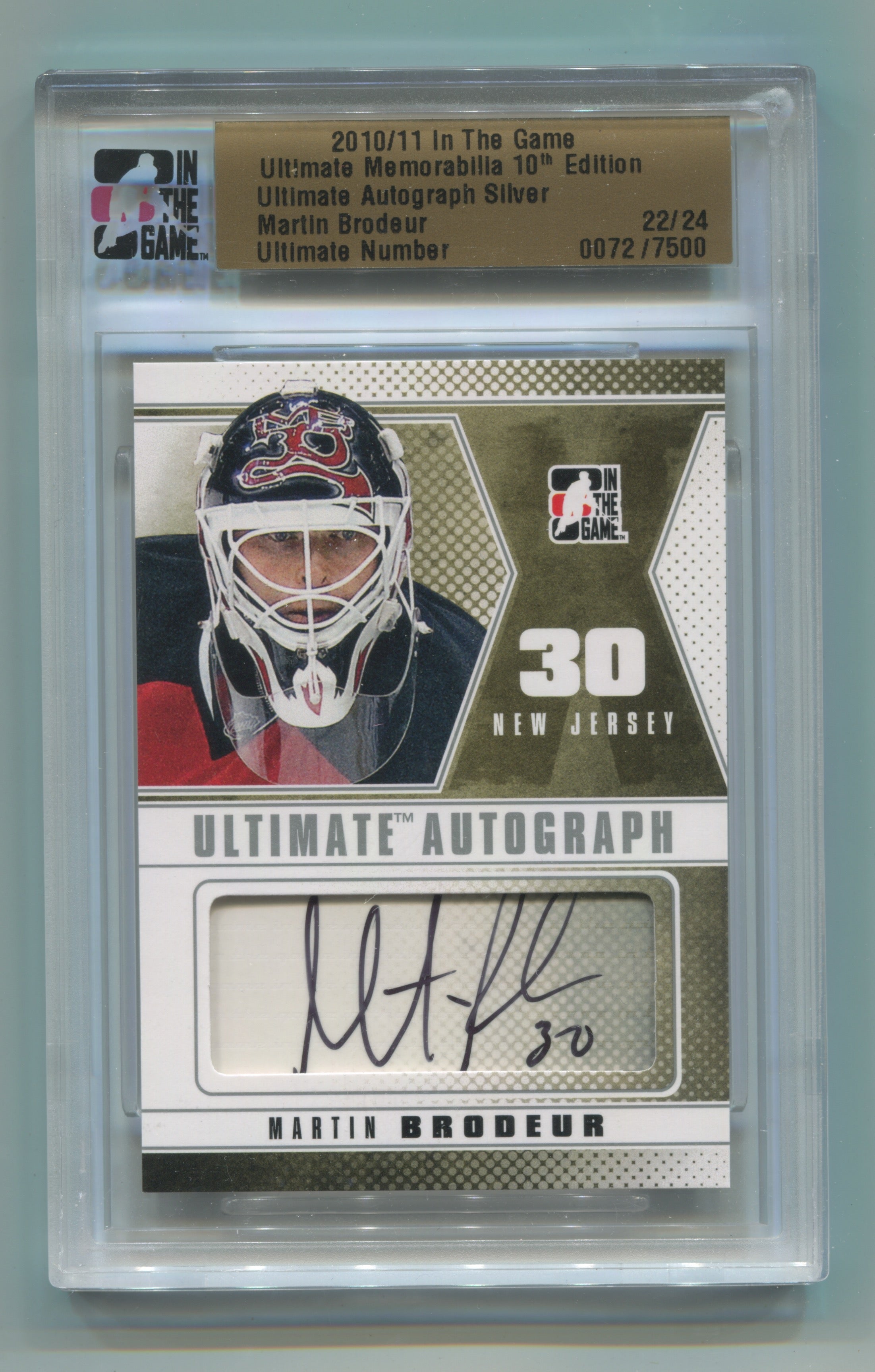2010-11 ITG Ultimate Memorabilia 10th Edition Autographs Silver Martin Brodeur #22/24 | Eastridge Sports Cards