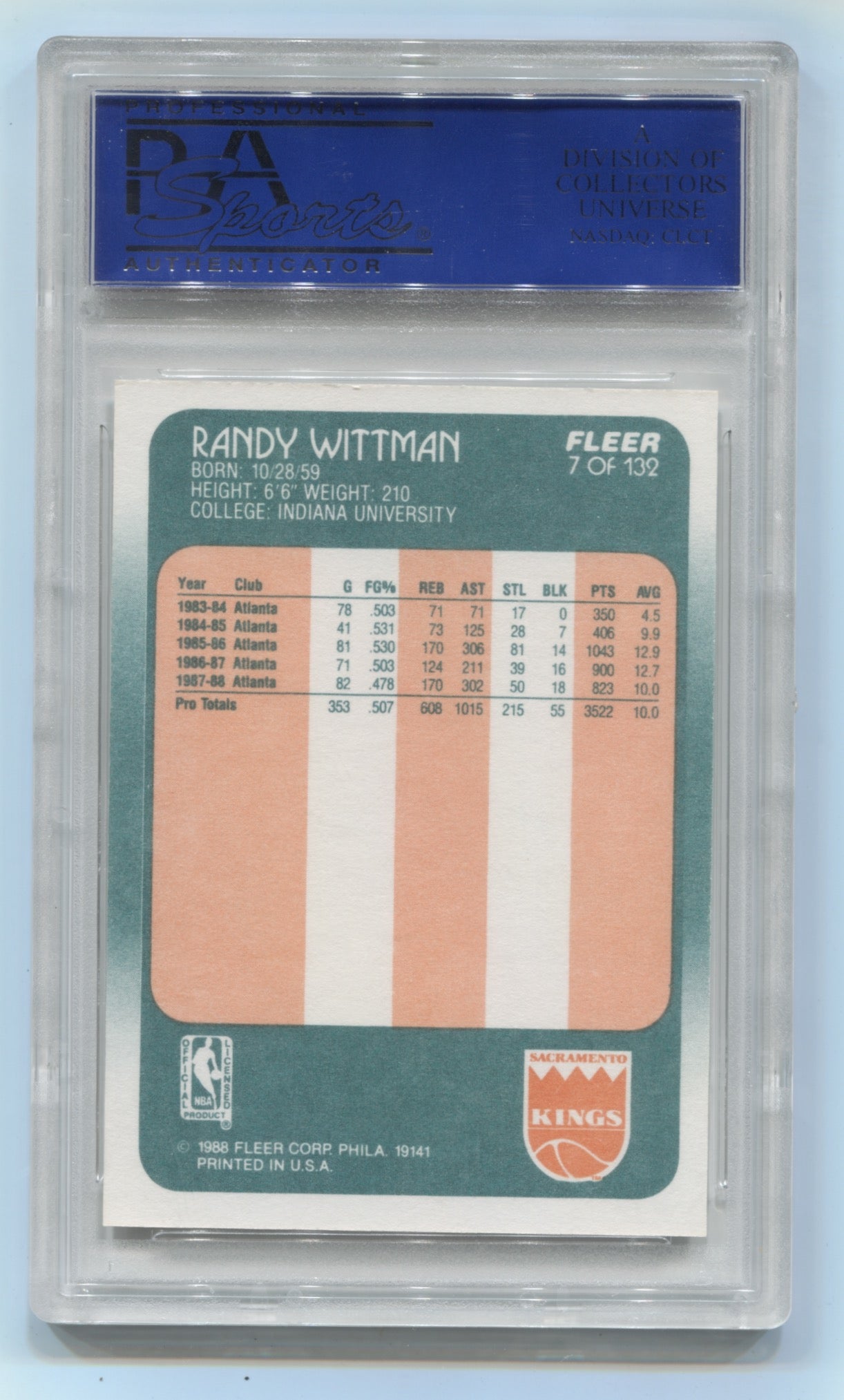 1988-89 Fleer #7 Randy Wittman PSA 8 | Eastridge Sports Cards