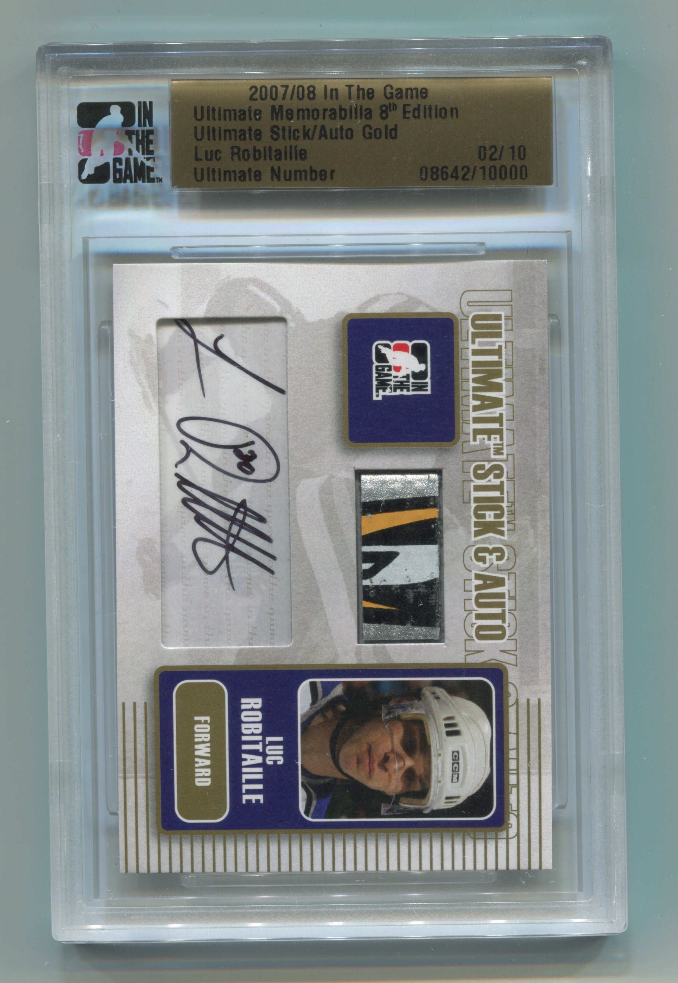 2007-08 ITG Ultimate Memorabilia 8th Edition Sticks Autos Gold #11 Luc Robitaille #02/10 | Eastridge Sports Cards