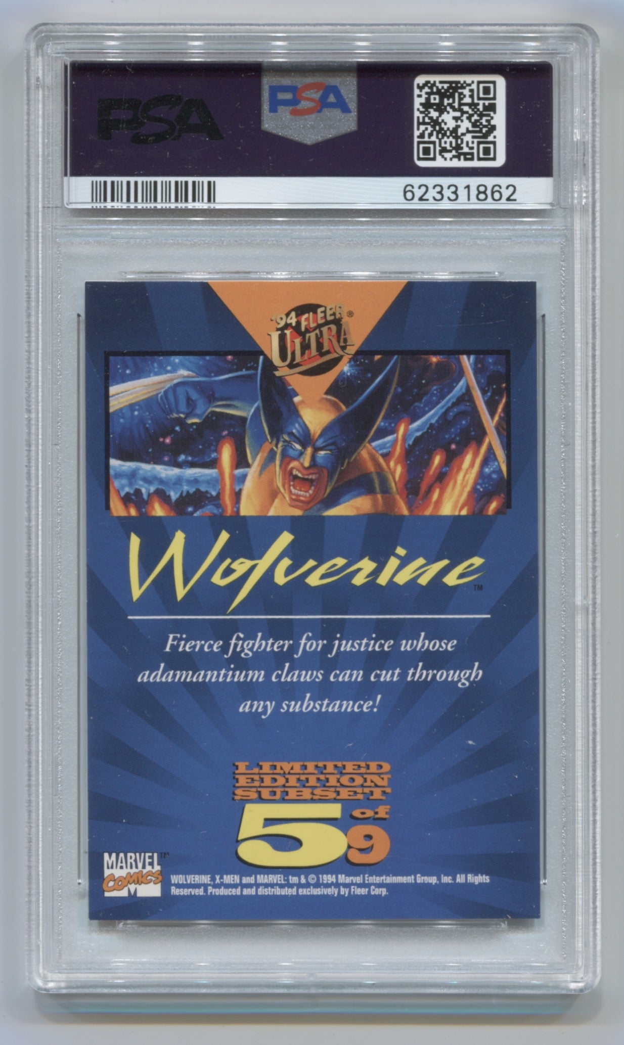 1994 X-Men Ultra Team Portraits #5 Wolverine PSA 9 | Eastridge Sports Cards