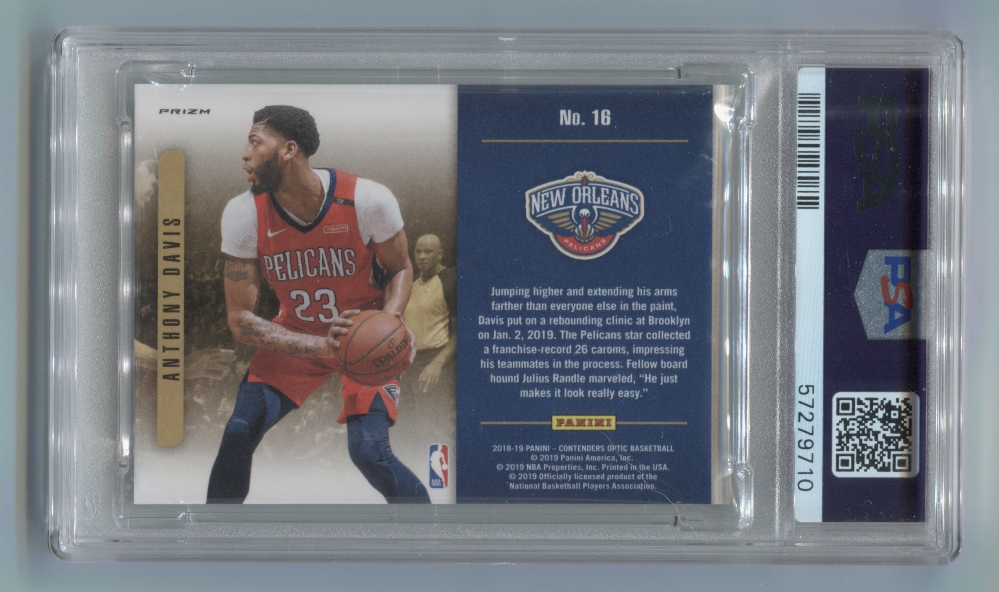 2018-19 Panini Contenders Optic Playing the Numbers Game #16 Anthony Davis PSA 10 | Eastridge Sports Cards