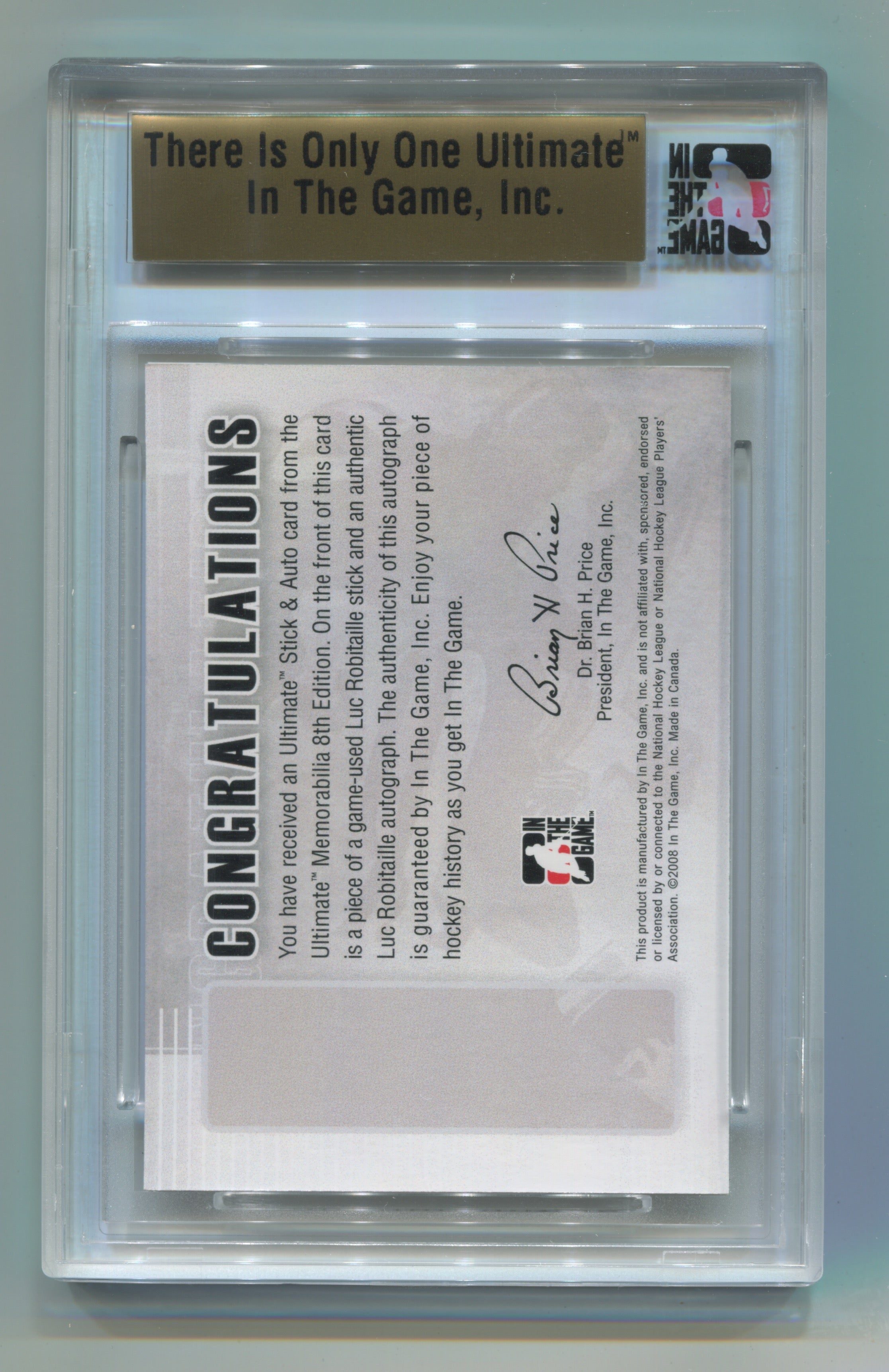 2007-08 ITG Ultimate Memorabilia 8th Edition Sticks Autos Gold #11 Luc Robitaille #02/10 | Eastridge Sports Cards