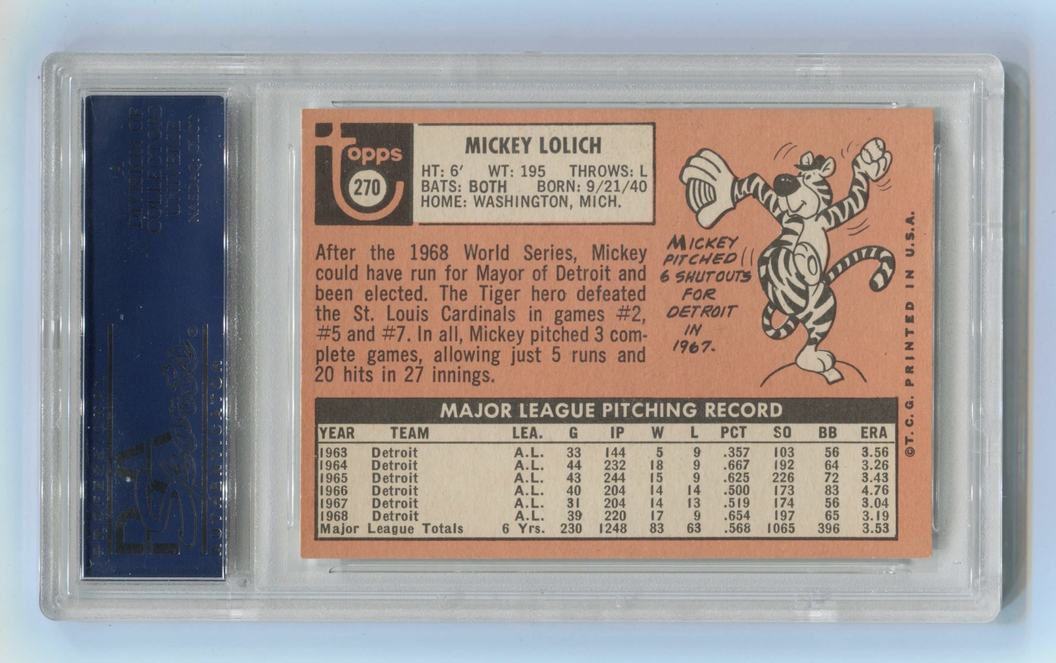 1969 Topps #270 Mickey Lolich PSA 8 | Eastridge Sports Cards