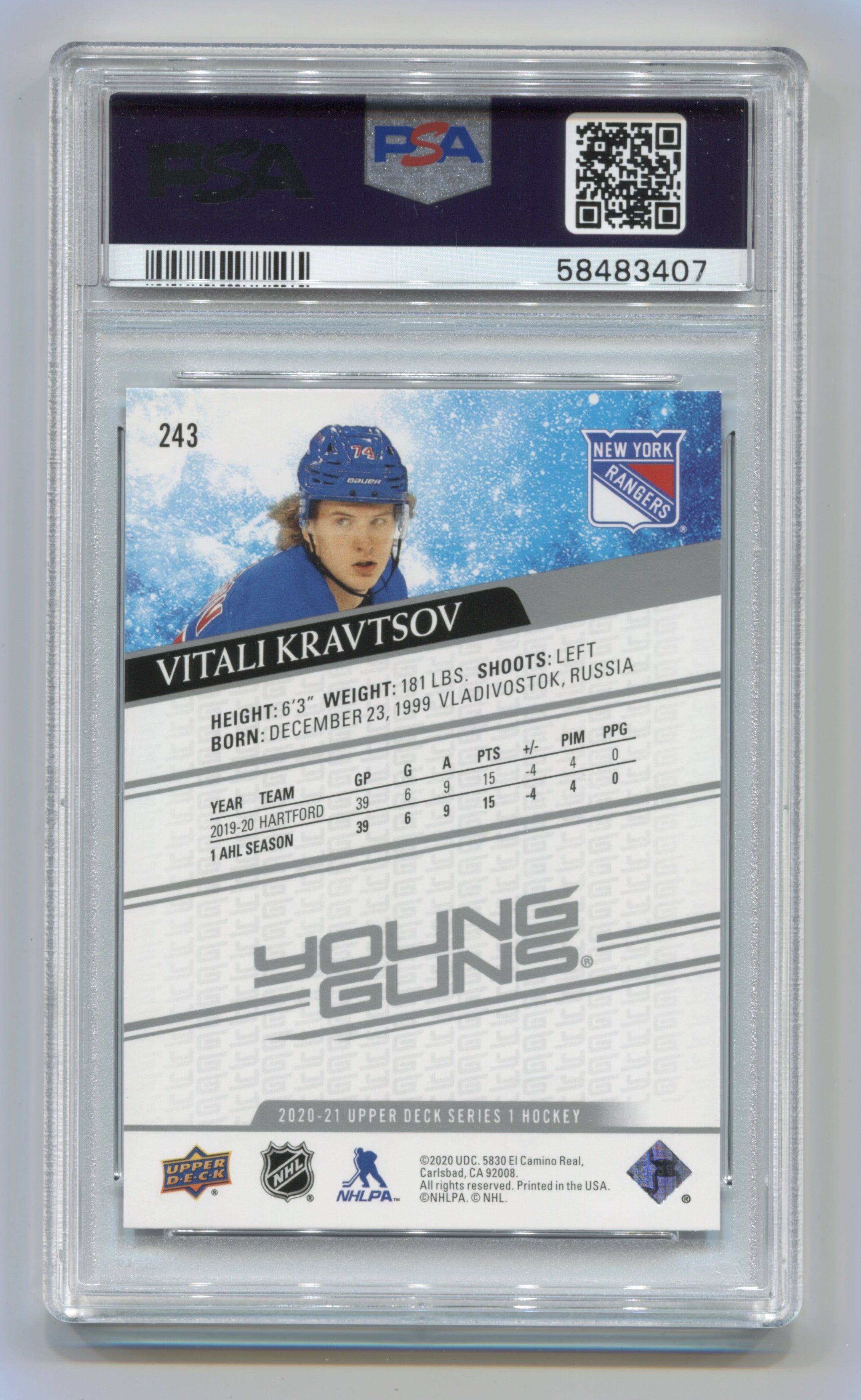 2020-21 Upper Deck #243 Vitali Kravtsov PSA 10 (Rookie) | Eastridge Sports Cards