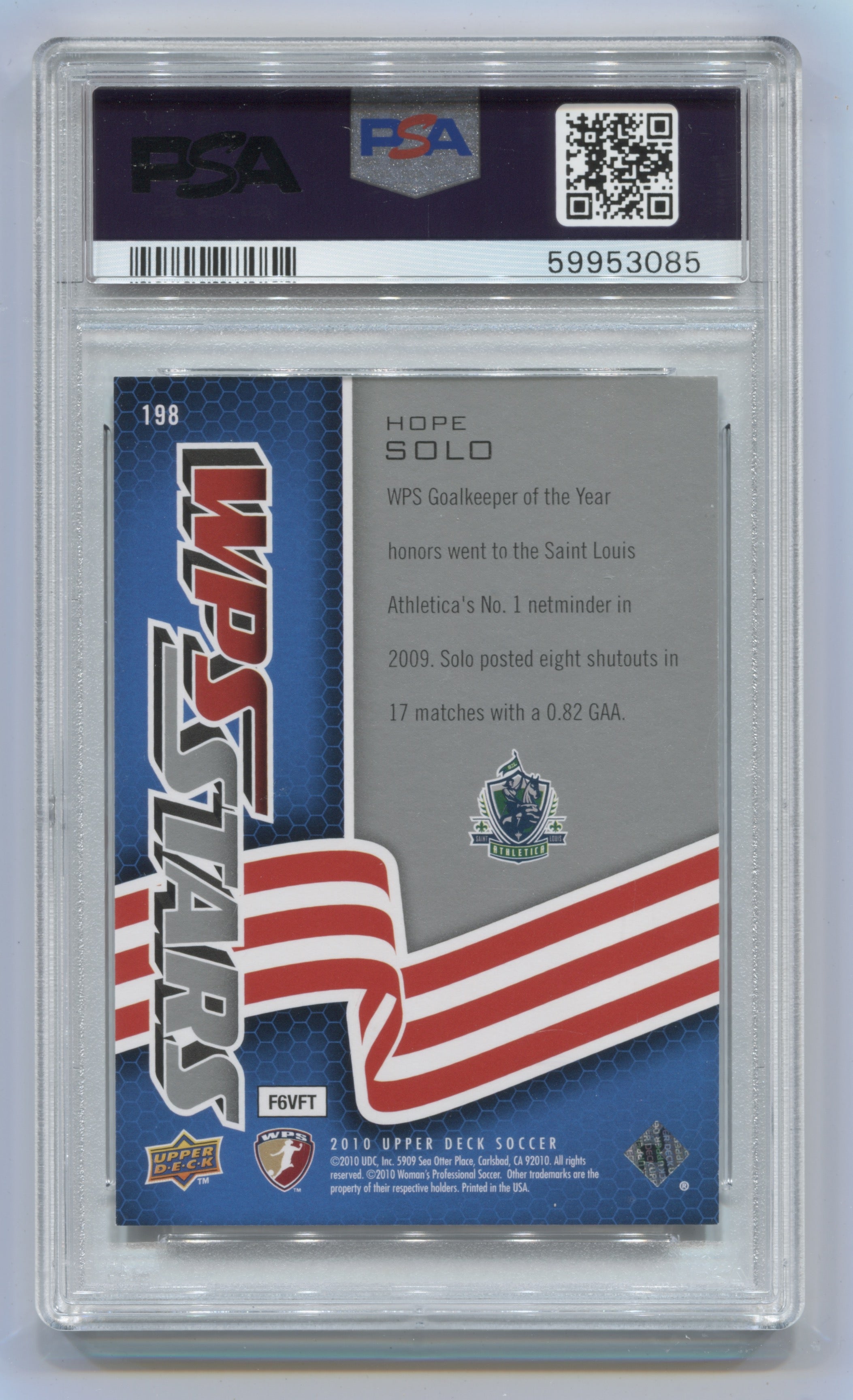 2010 Upper Deck MLS #198 Hope Solo PSA 9 (Rookie) | Eastridge Sports Cards