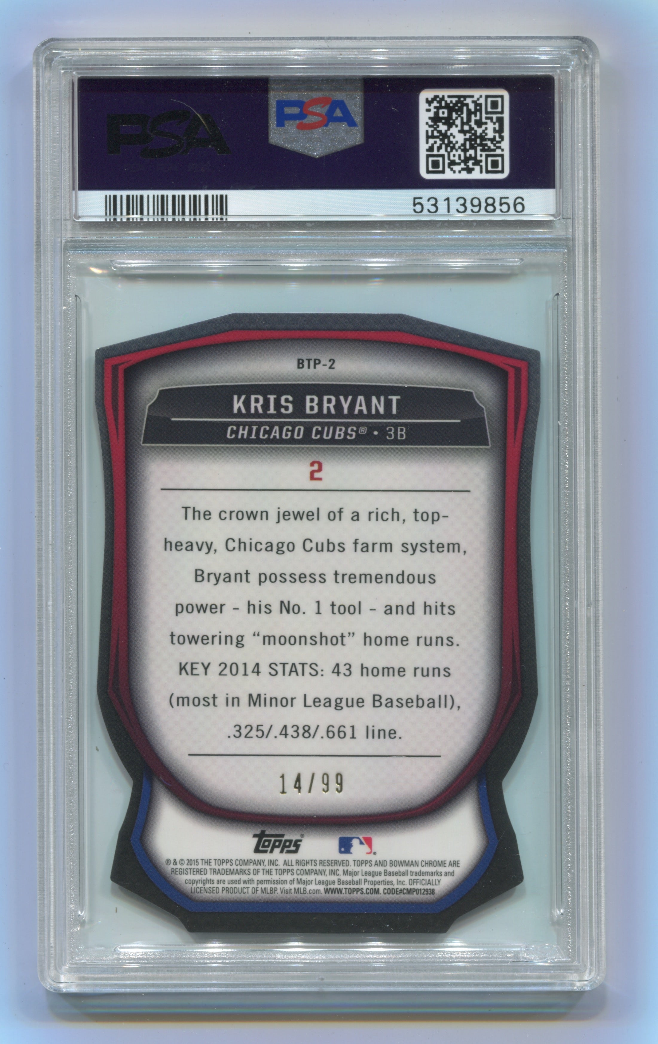 2015 Bowman Chrome Bowman Scouts Top 100 #BTP2 Kris Bryant PSA 10 | Eastridge Sports Cards