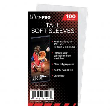 Ultra Pro Tall Soft Sleeves - 2 1/2" x 4 3/4" 100ct | Eastridge Sports Cards