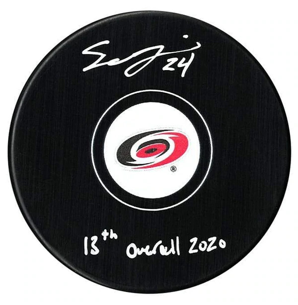 Seth Jarvis Autographed Carolina Hurricanes Draft Inscribed Puck | Eastridge Sports Cards
