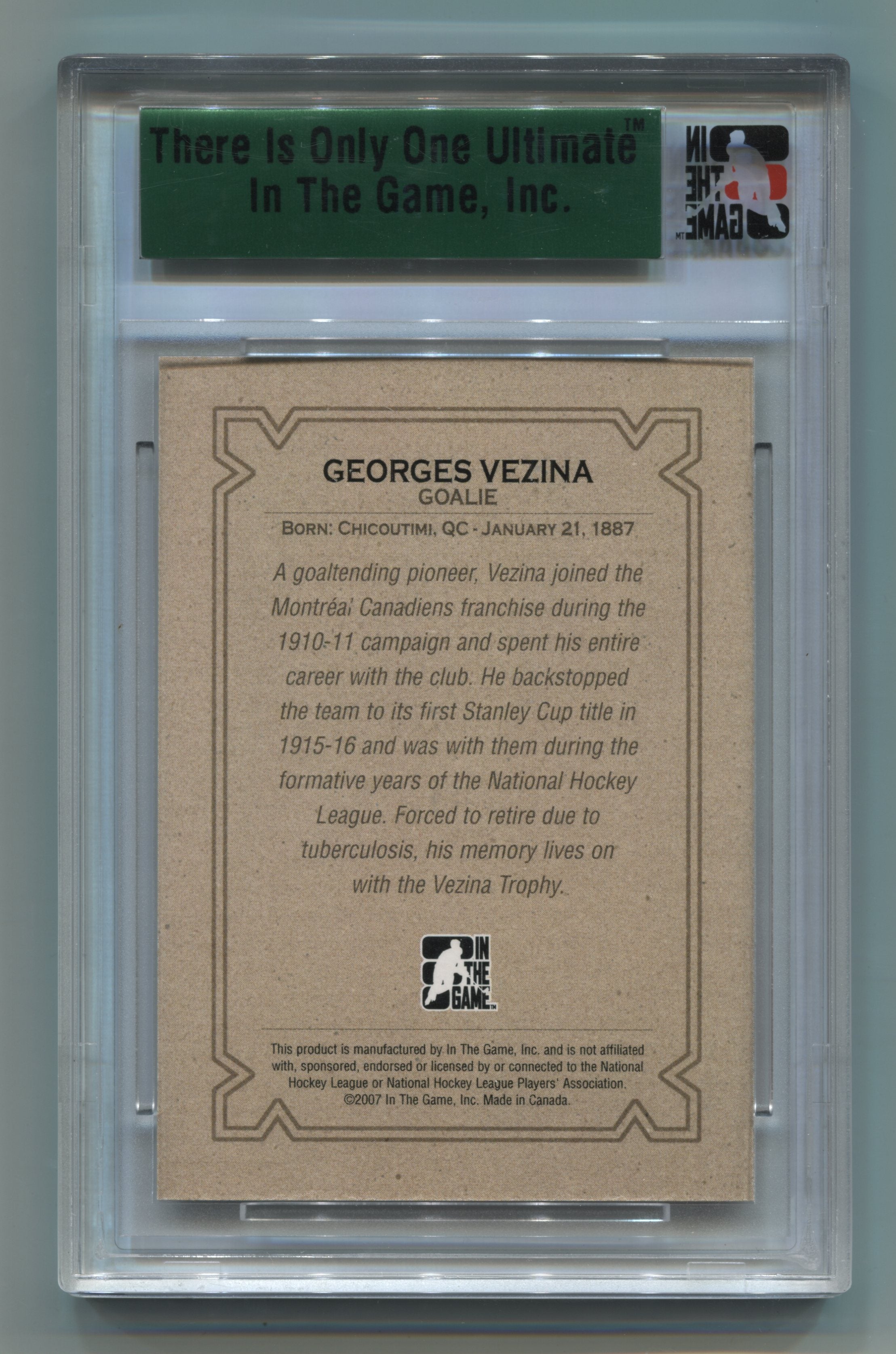 2006-07 ITG Ultimate Memorabilia 7th Edition Base Card Georges Vezina #17/90 | Eastridge Sports Cards