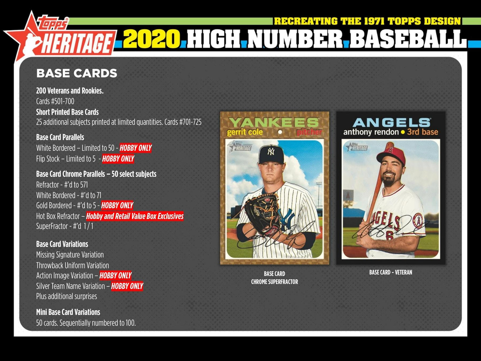 2020 Topps Heritage Baseball High Numbers Hobby Pack